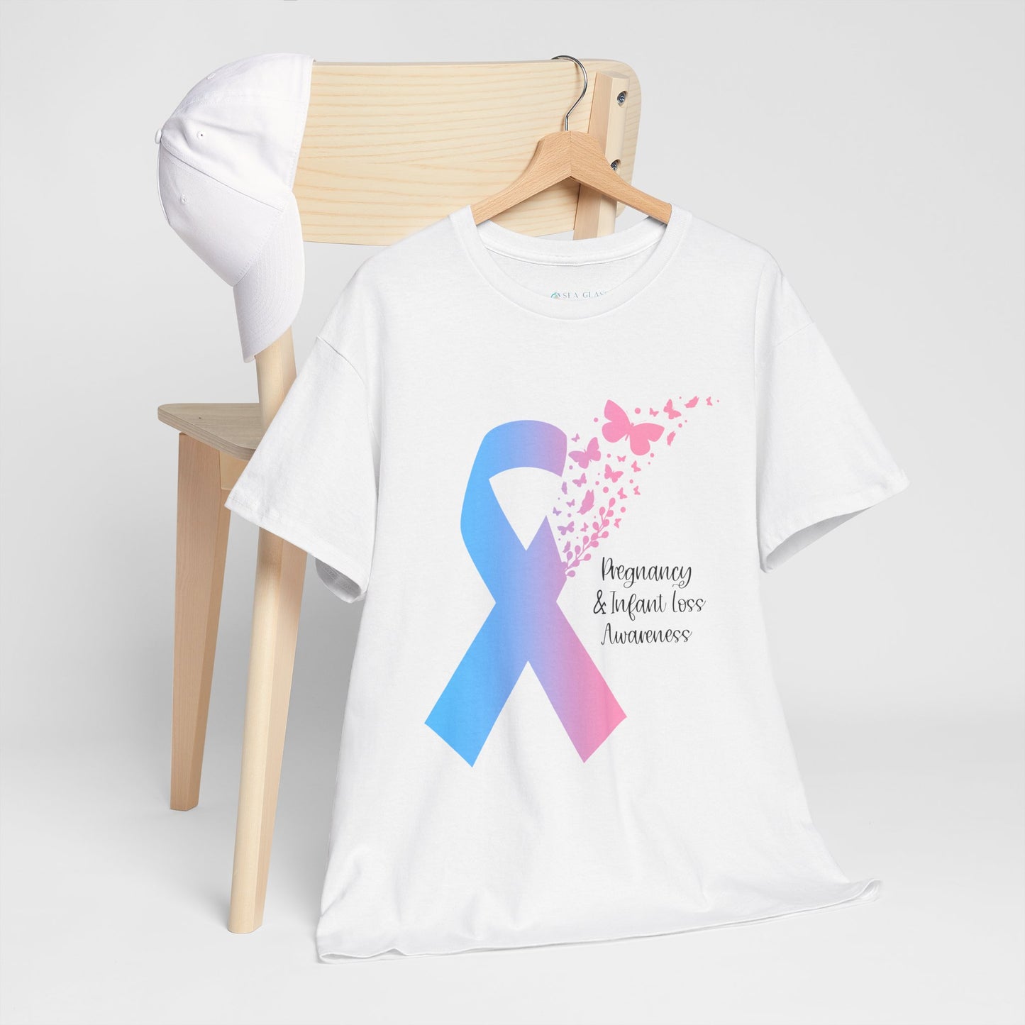 PAIL Awareness Ribbon with Butterflies—Baby Loss Awareness and Remembrance (unisex T-shirt)