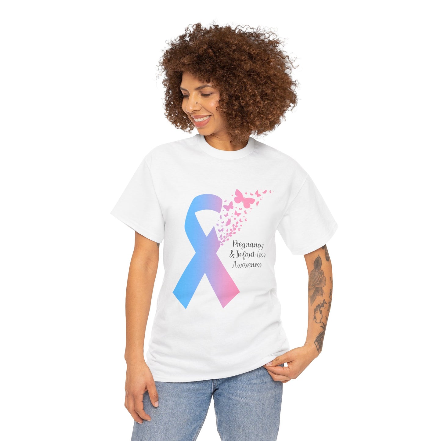 PAIL Awareness Ribbon with Butterflies—Baby Loss Awareness and Remembrance (unisex T-shirt)