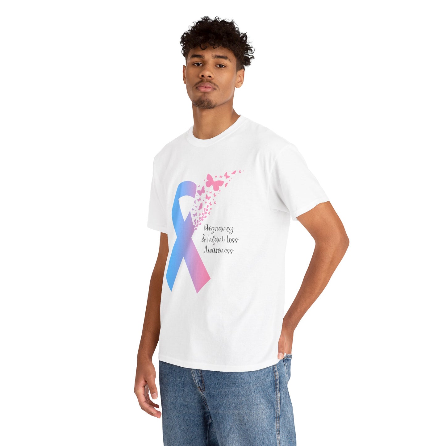 PAIL Awareness Ribbon with Butterflies—Baby Loss Awareness and Remembrance (unisex T-shirt)