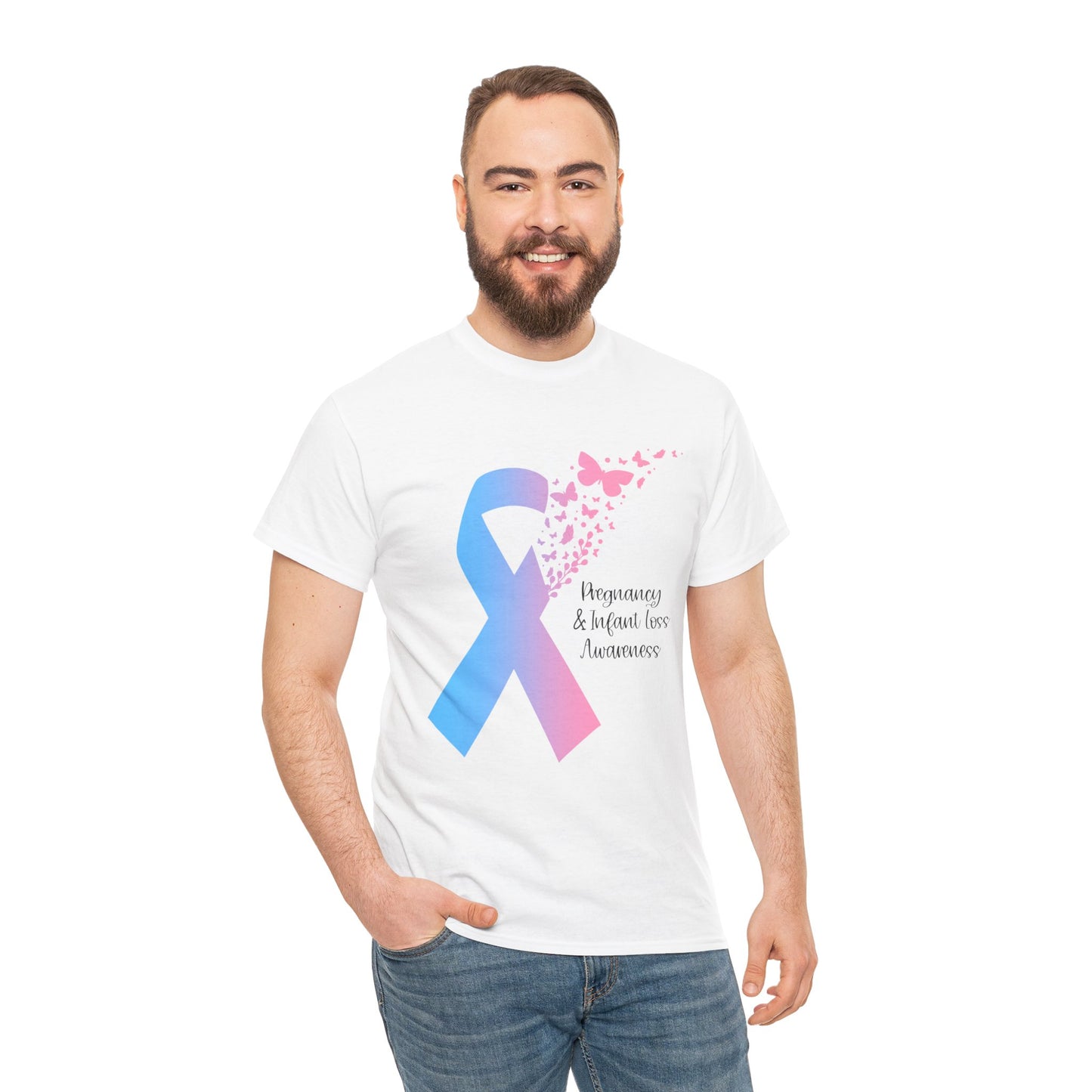 PAIL Awareness Ribbon with Butterflies—Baby Loss Awareness and Remembrance (unisex T-shirt)