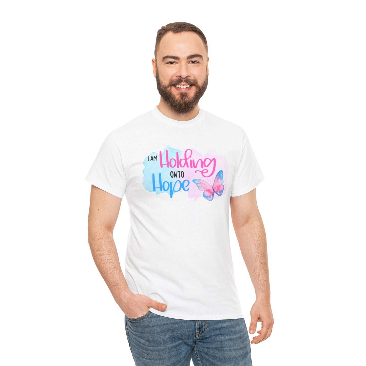 I am Holding onto Hope with Butterfly—Life after Pregnancy Loss (unisex T-shirt)