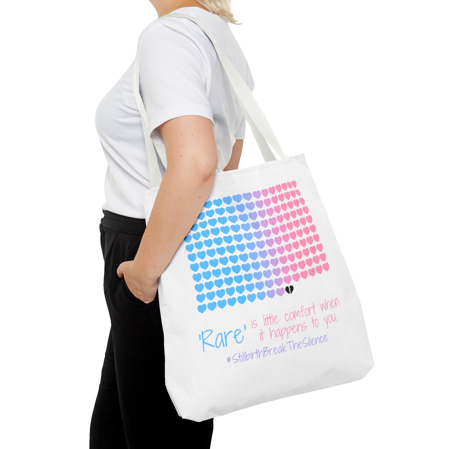 Rare is little comfort when it happens to you—Stillbirth break the silence, 1 in 160 (poly tote bag)