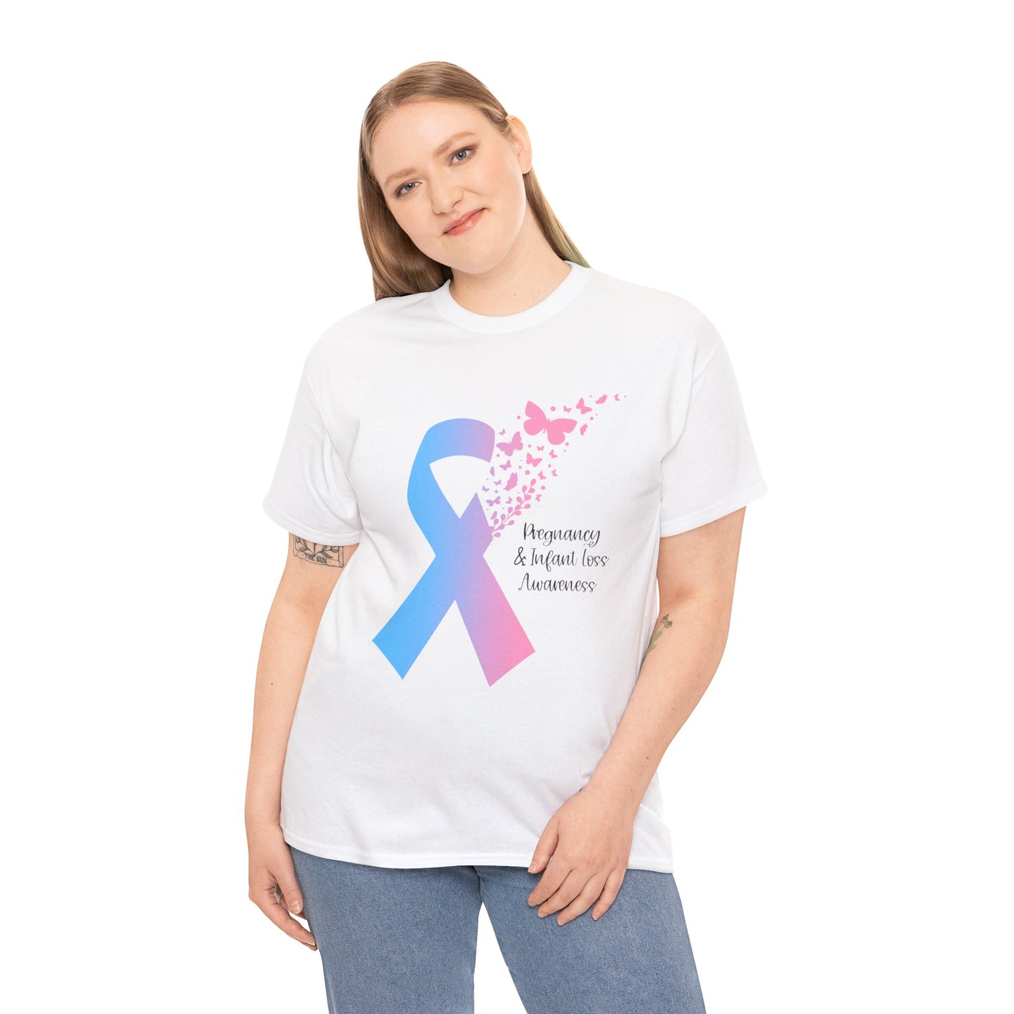 PAIL Awareness Ribbon with Butterflies—Baby Loss Awareness and Remembrance (unisex T-shirt)