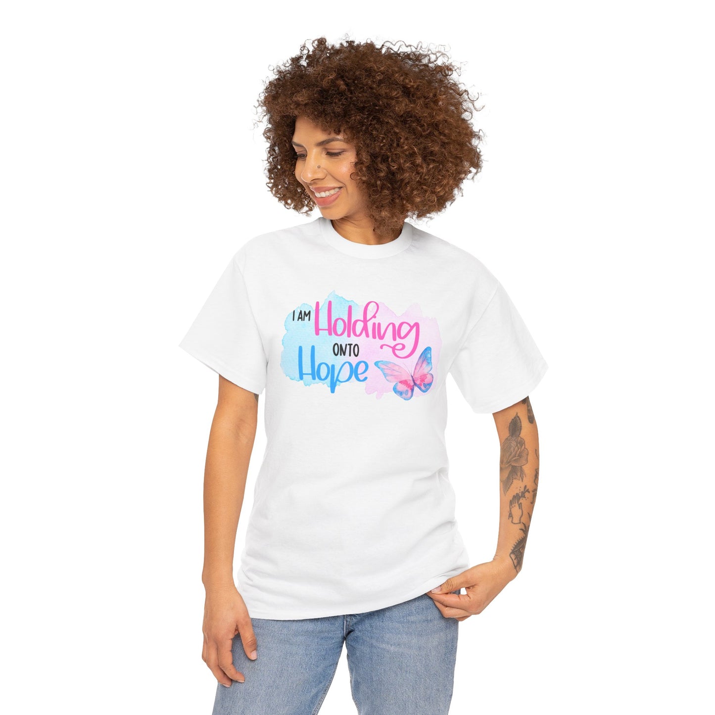 I am Holding onto Hope with Butterfly—Life after Pregnancy Loss (unisex T-shirt)