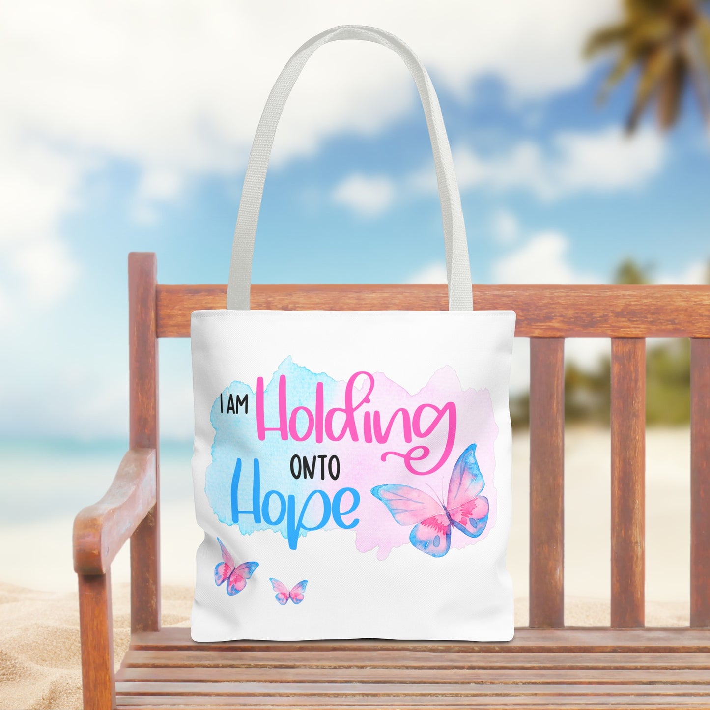 I am Holding onto Hope with Butterfly—Life after Pregnancy Loss (poly tote bag)