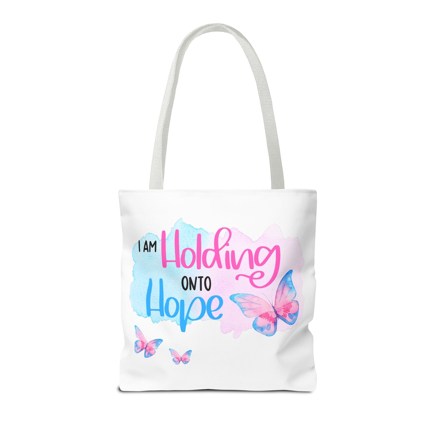 I am Holding onto Hope with Butterfly—Life after Pregnancy Loss (poly tote bag)