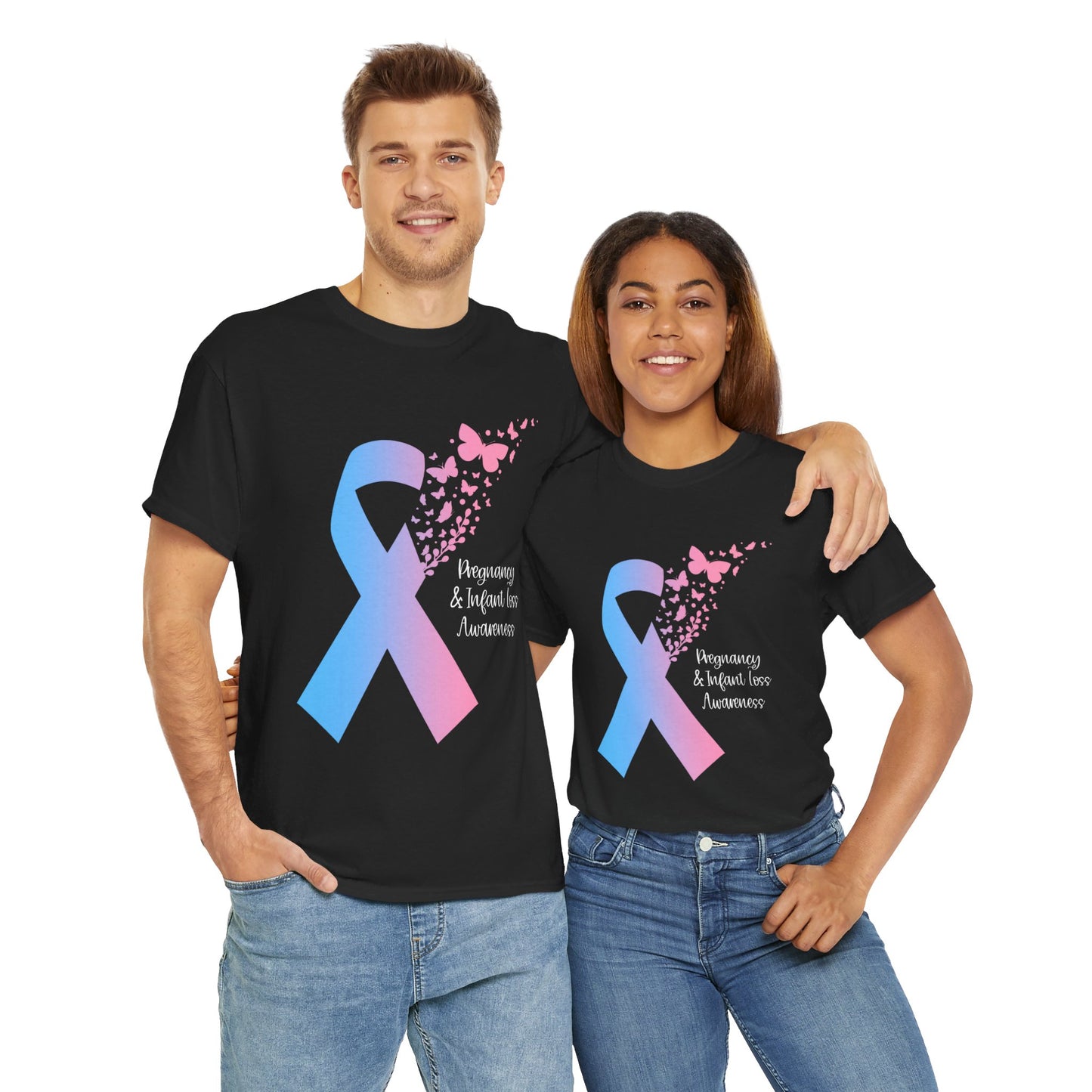 PAIL Awareness Ribbon with Butterflies—Baby Loss Awareness and Remembrance (unisex T-shirt)