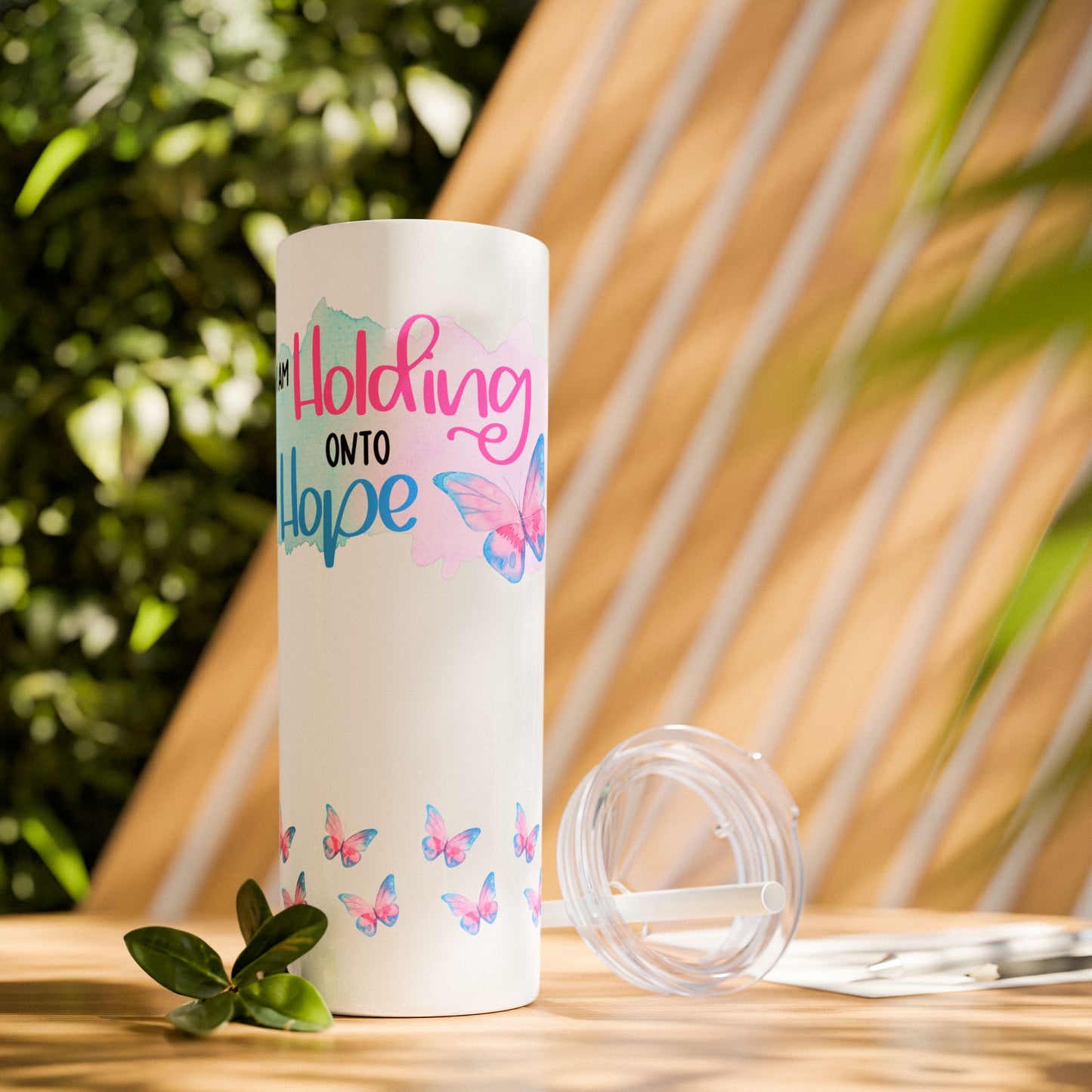 I am Holding onto Hope with Butterfly—Life after Pregnancy Loss (stainless steel tumbler)