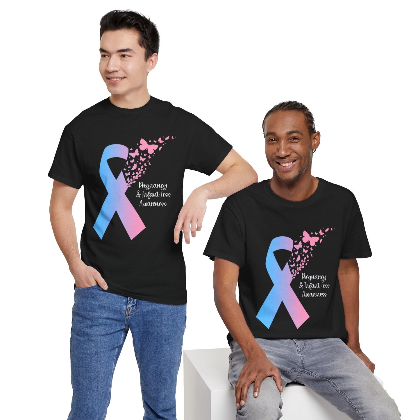 PAIL Awareness Ribbon with Butterflies—Baby Loss Awareness and Remembrance (unisex T-shirt)