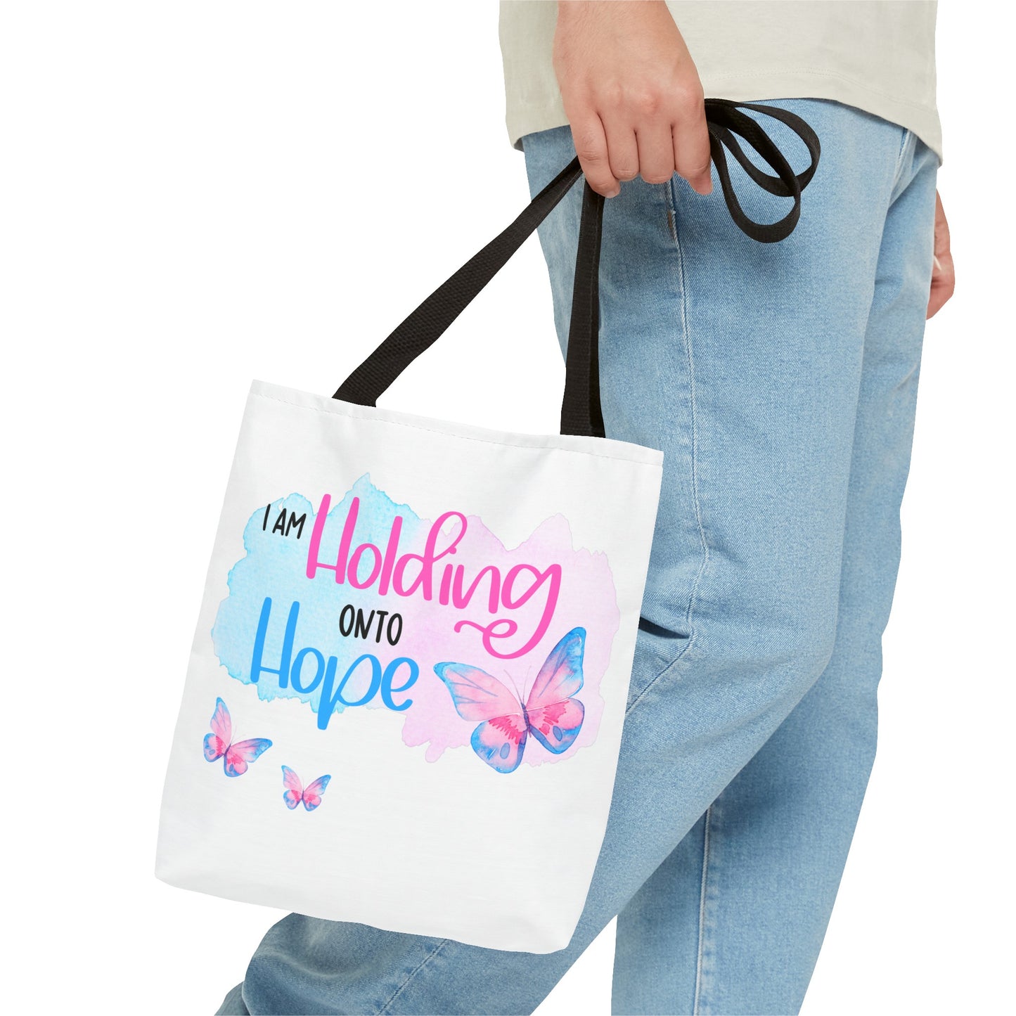 I am Holding onto Hope with Butterfly—Life after Pregnancy Loss (poly tote bag)