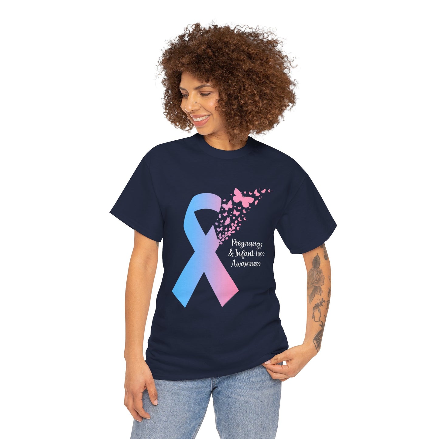 PAIL Awareness Ribbon with Butterflies—Baby Loss Awareness and Remembrance (unisex T-shirt)