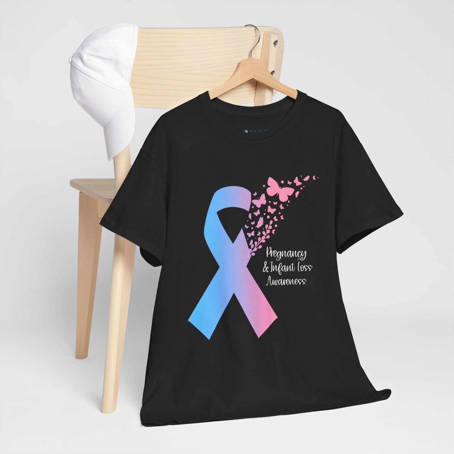 PAIL Awareness Ribbon with Butterflies—Baby Loss Awareness and Remembrance (unisex T-shirt)