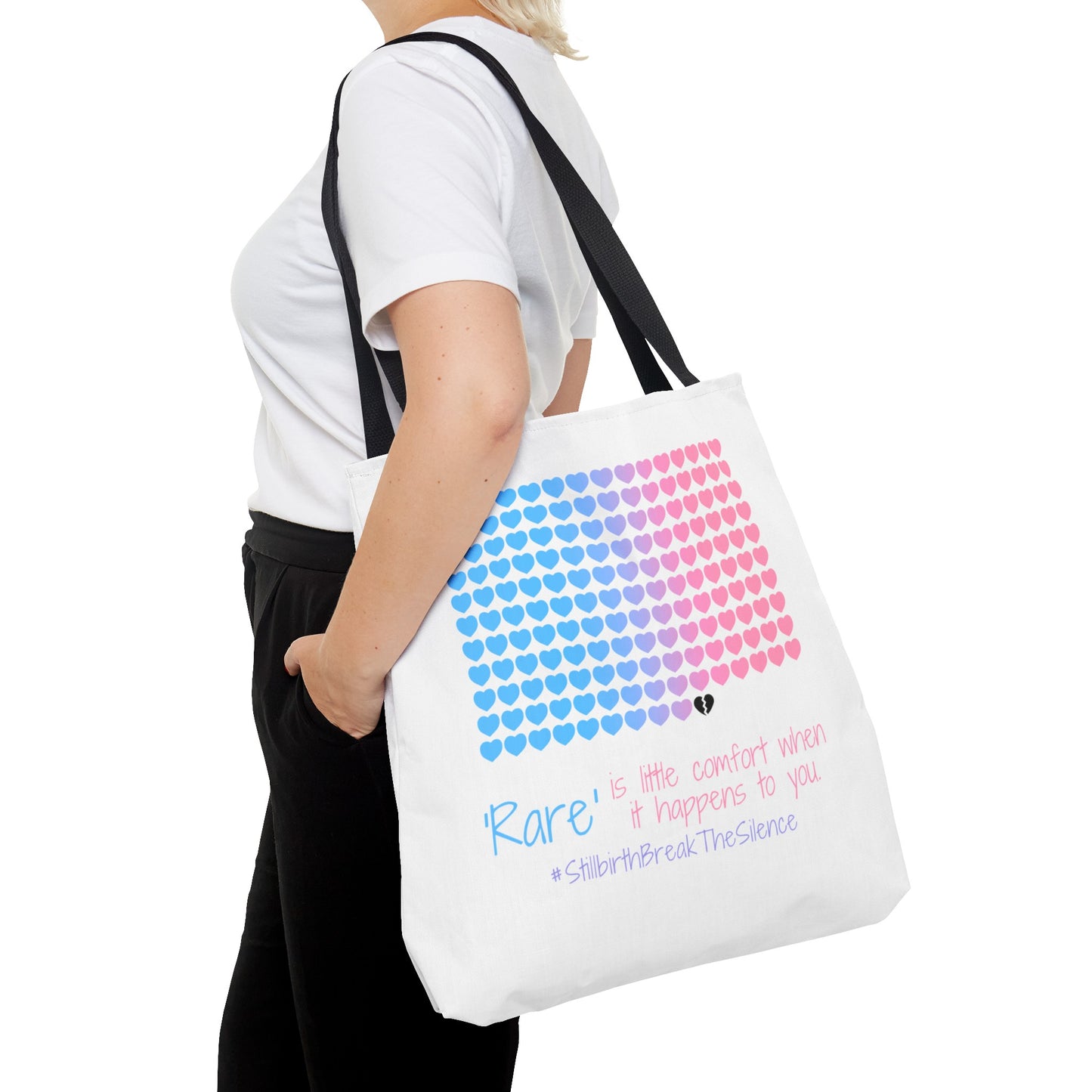 Rare is little comfort when it happens to you—Stillbirth break the silence, 1 in 160 (poly tote bag)