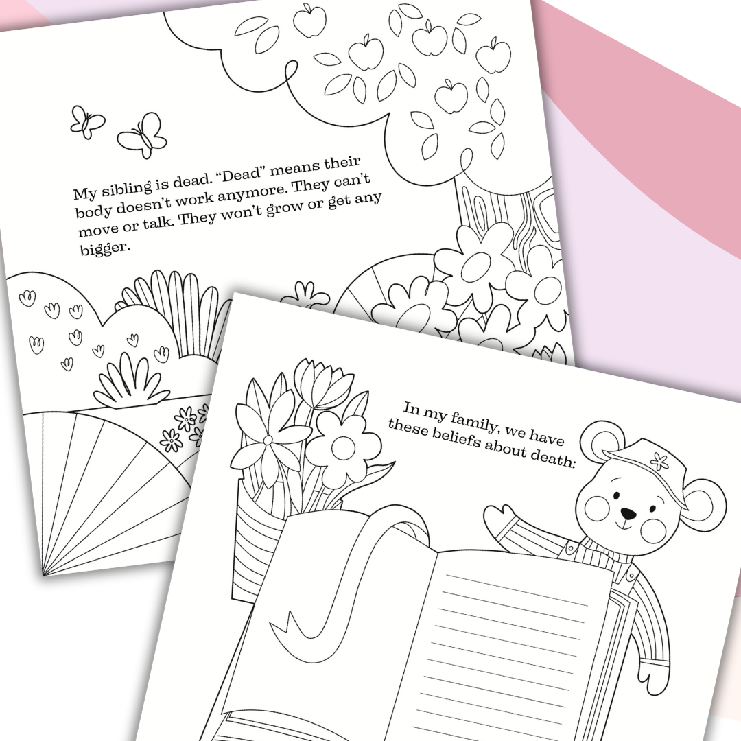 An Elephant Never Forgets; A Guided Coloring and Activity Book for Children with a Deceased Sibling—Baby Loss Sibling Remembrance (coloring and activity book)