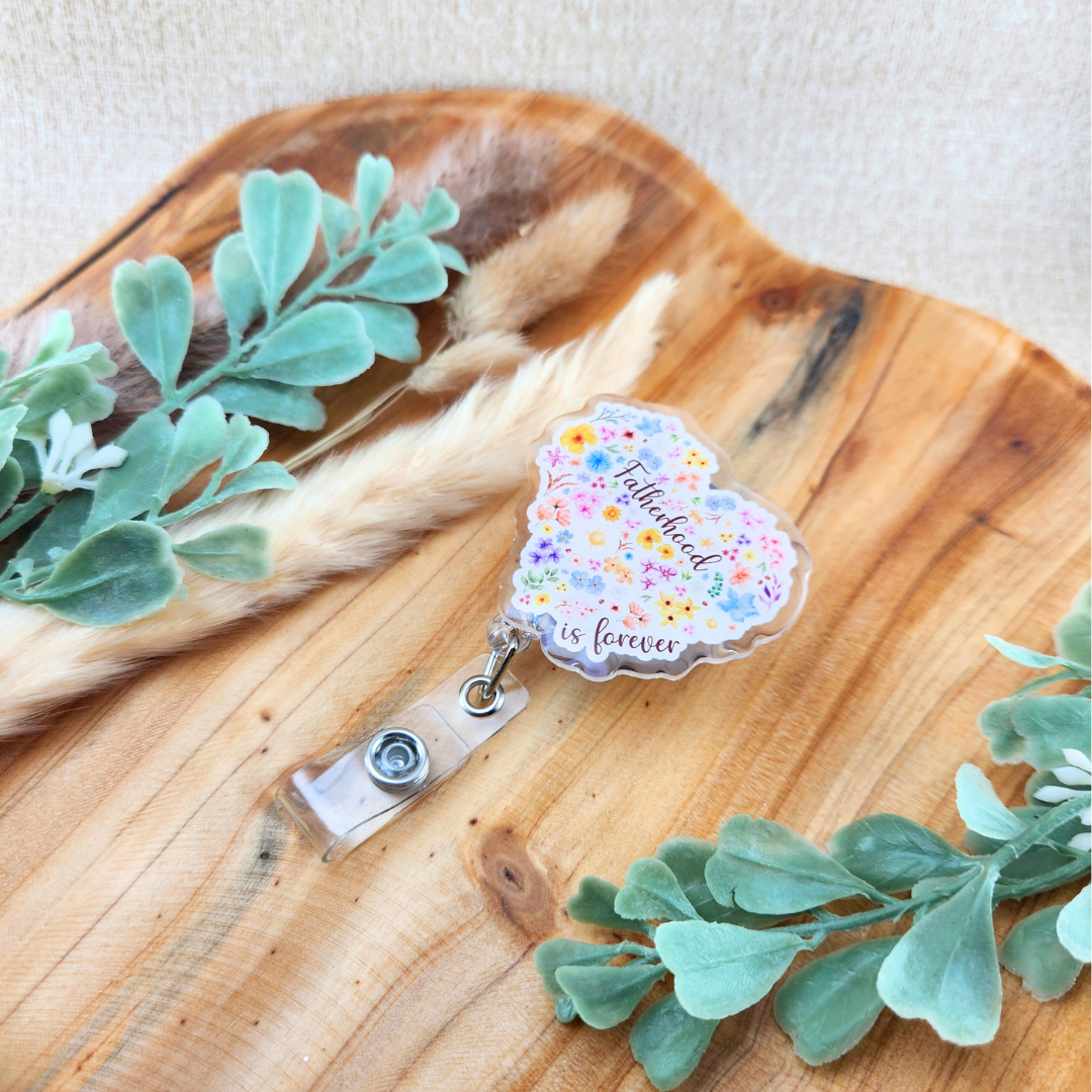 Floral Heart Motherhood/Fatherhood is Forever—Mother's Day, Father's Day (badge reel)