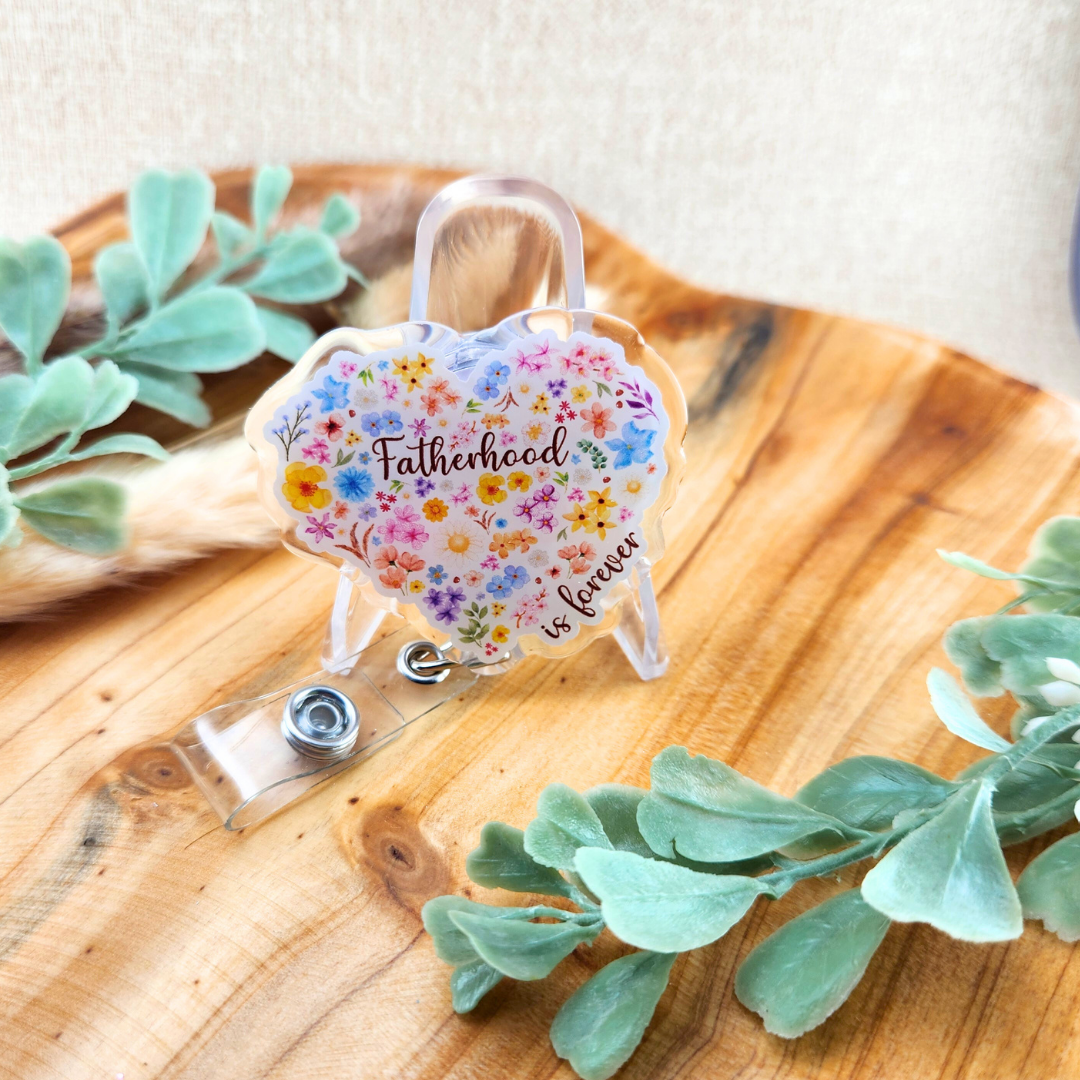 Floral Heart Motherhood/Fatherhood is Forever—Mother's Day, Father's Day (badge reel)