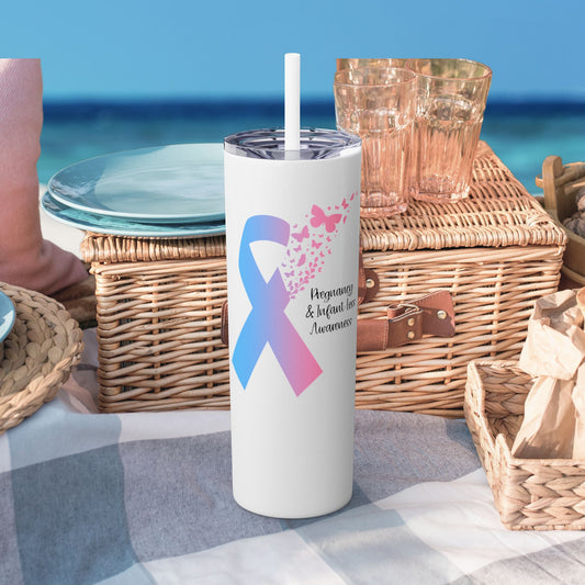 PAIL Awareness Ribbon with Butterflies—Baby Loss Awareness and Remembrance (stainless steel tumbler)