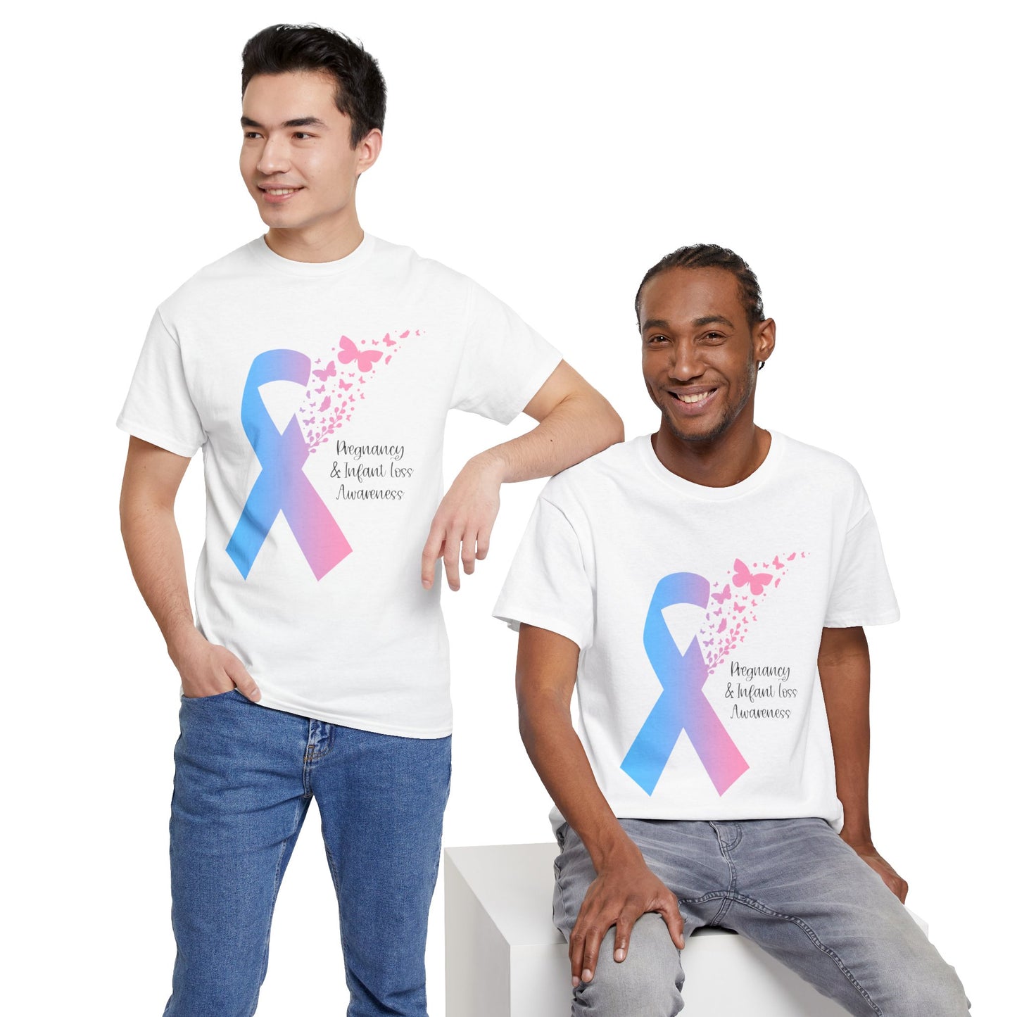 PAIL Awareness Ribbon with Butterflies—Baby Loss Awareness and Remembrance (unisex T-shirt)