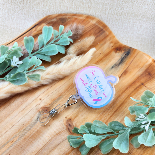 White Pumpkin In October we wear Pink and Blue—Baby Loss Awareness (badge reel)