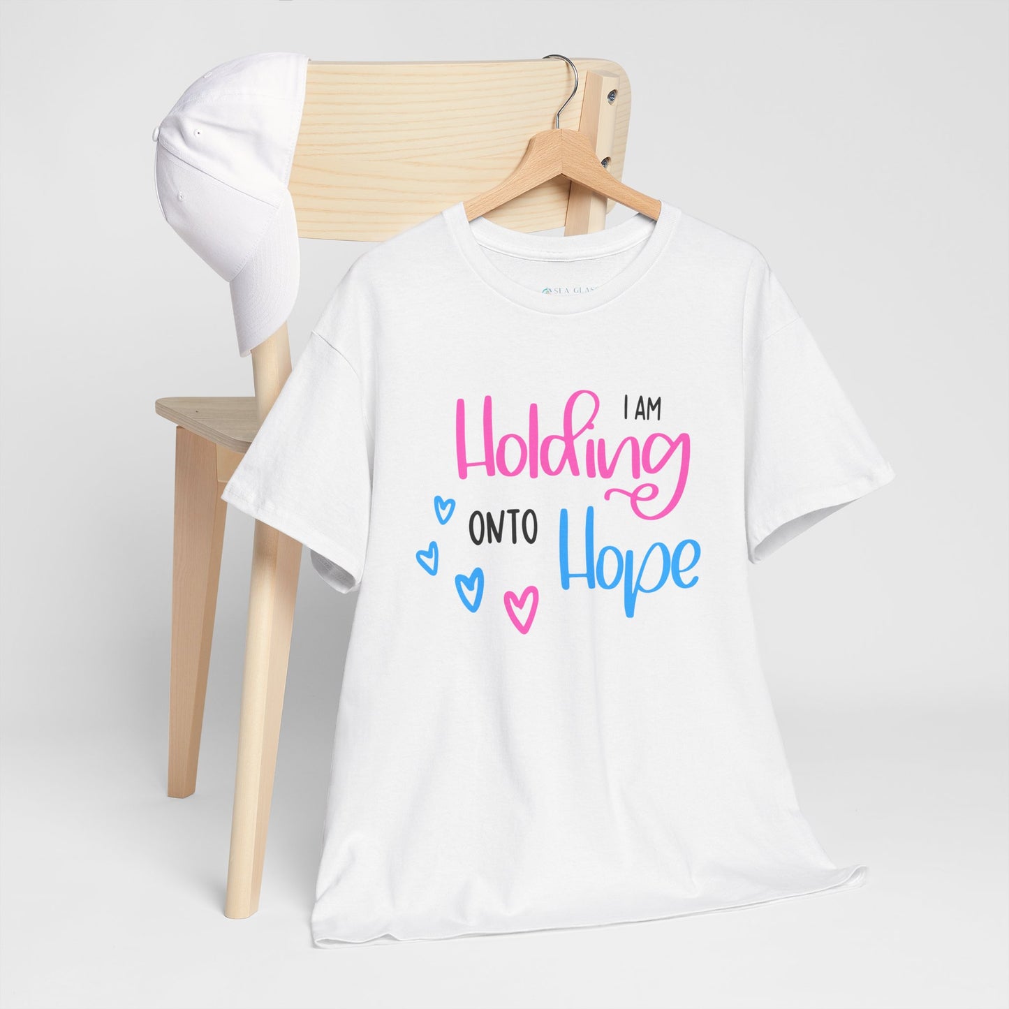 I am Holding onto Hope—Pregnancy after Loss Mantras and Affirmations (unisex T-shirt)