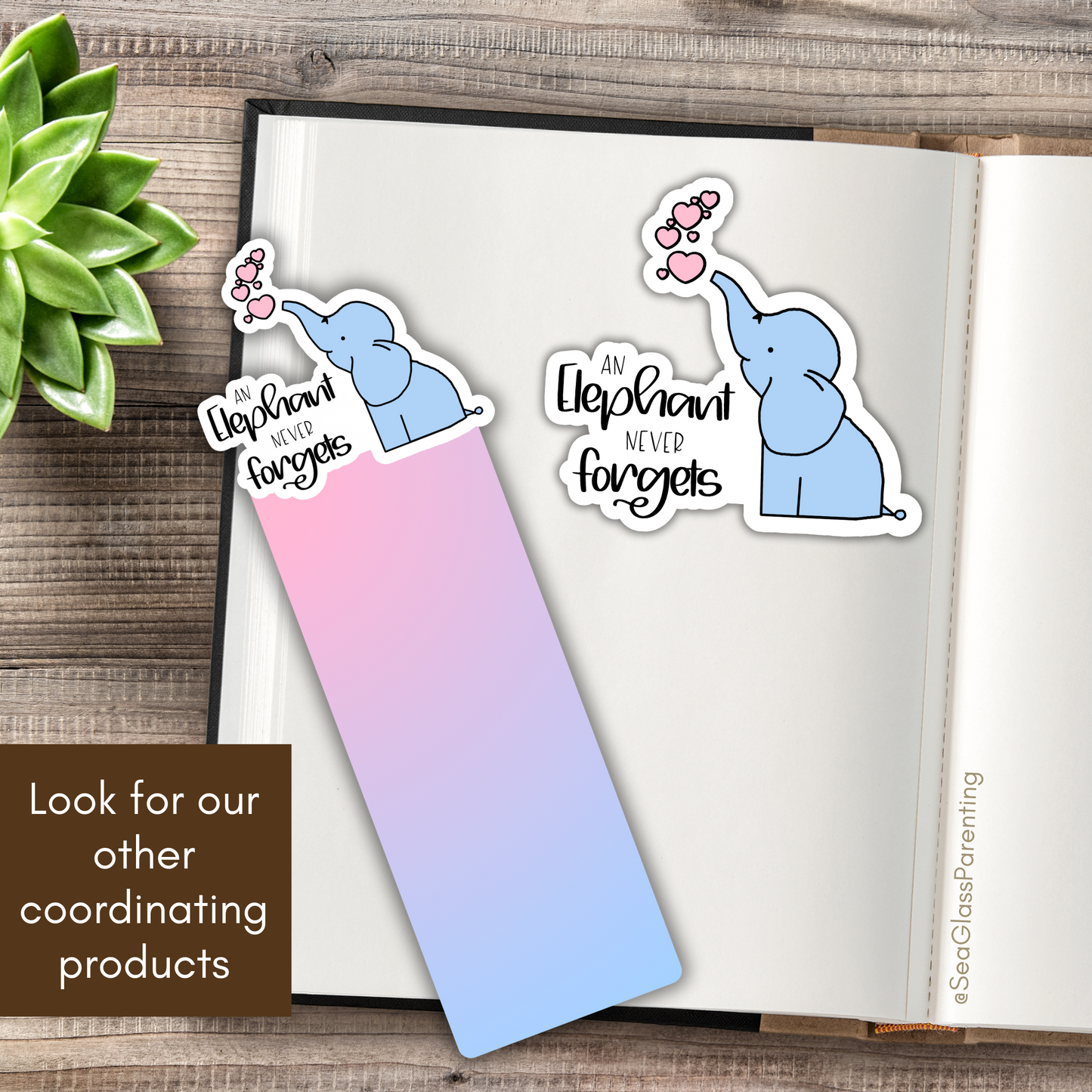 Cartoon Elephant Never Forgets—Baby Loss Remembrance (laminated bookmark)