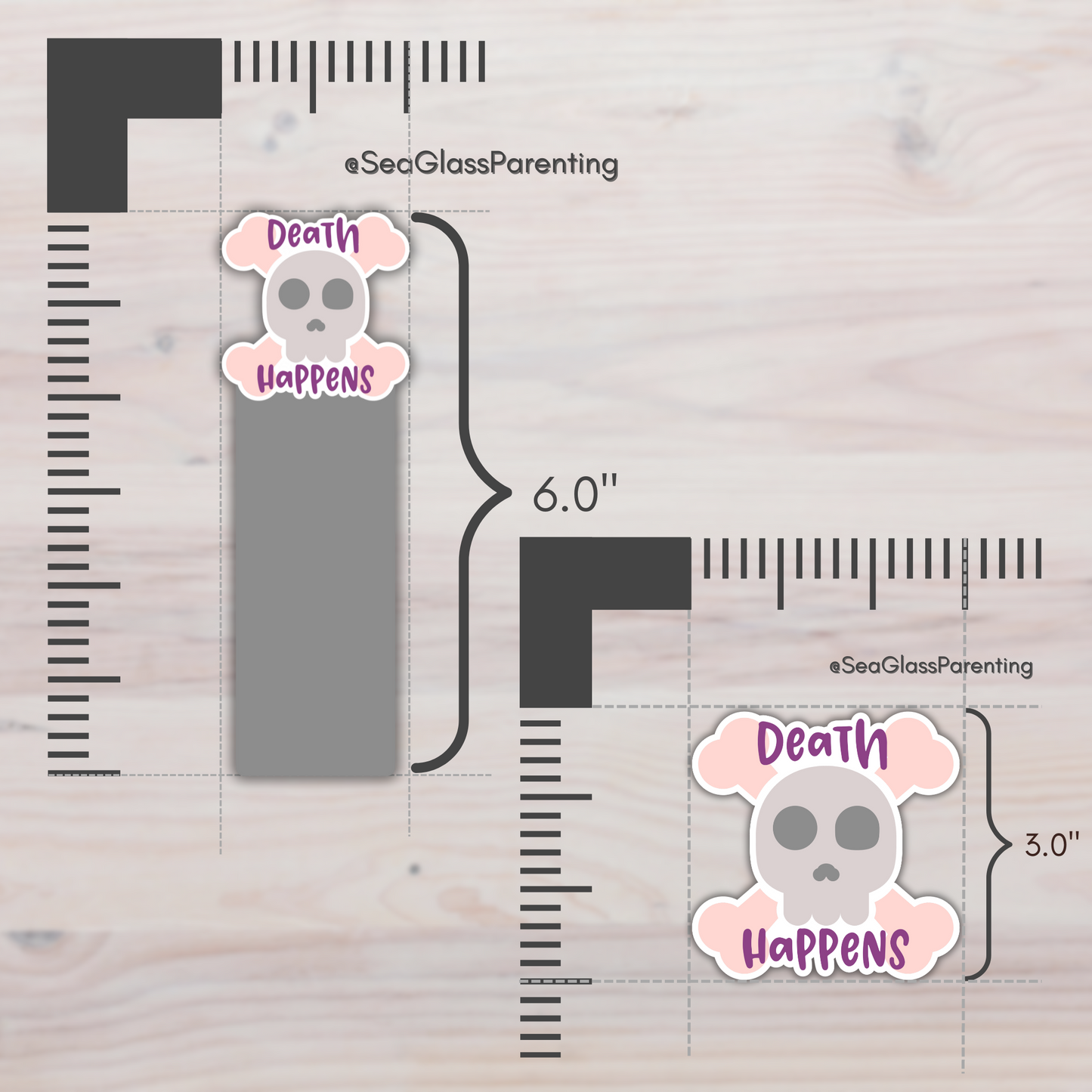 Death Happens Cartoon Skull—Death Positivity (laminated bookmark)