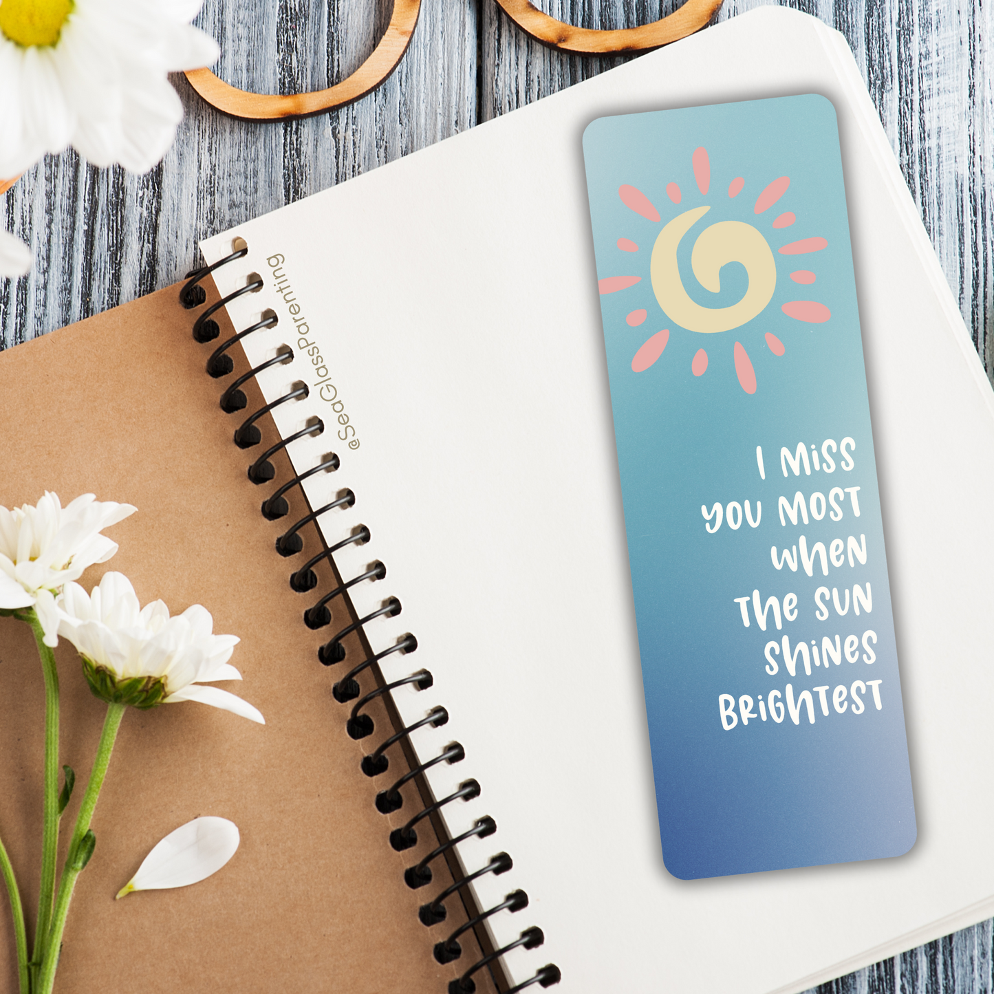 I miss you most when the sun shines brightest—Baby Loss Remembrance (laminated bookmark)