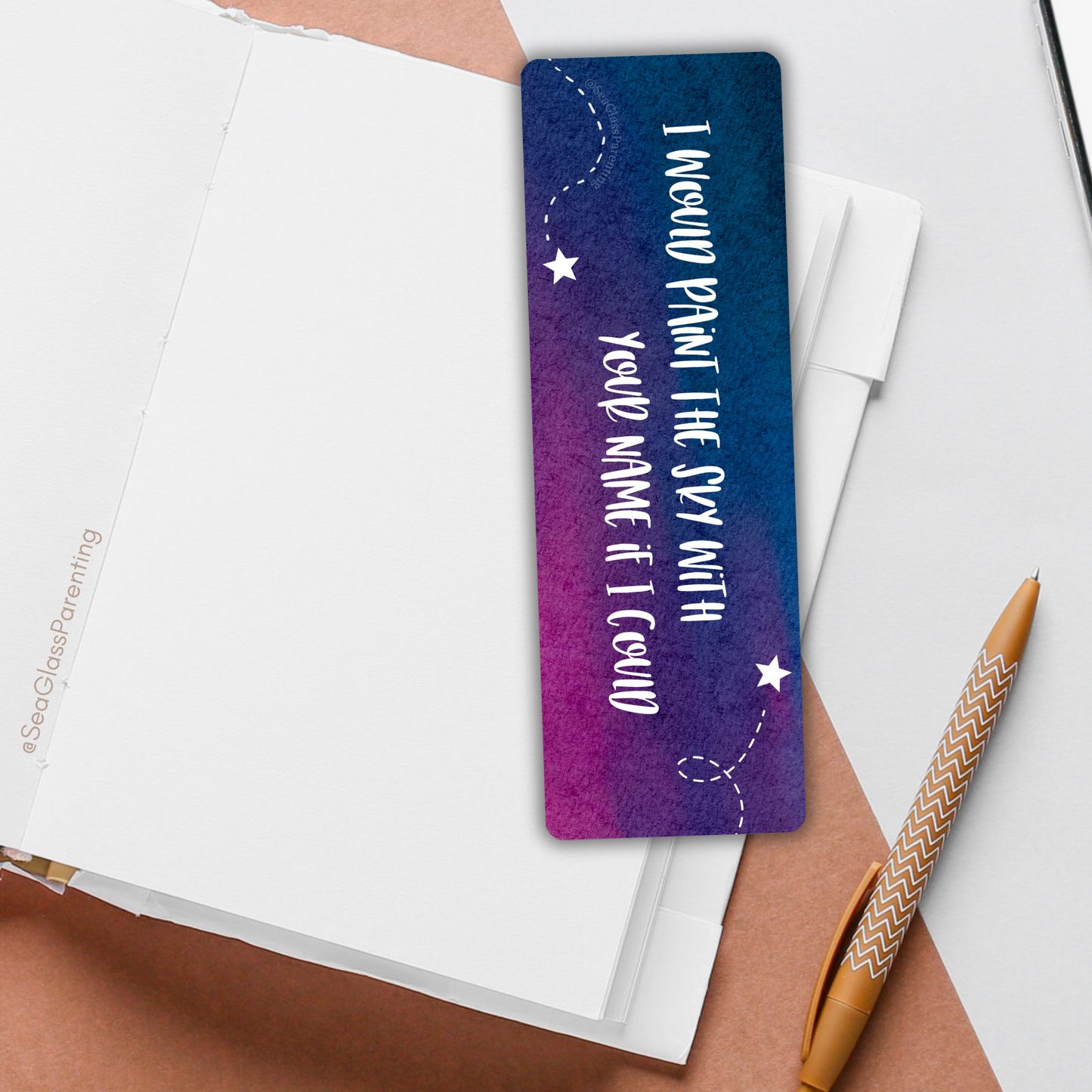 I would paint the sky with your name if I could—Baby Loss Remembrance (laminated bookmark)