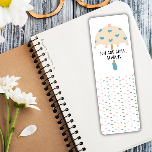 Joy and Grief Always with Umbrella—Grief Awareness and Education (laminated bookmark)