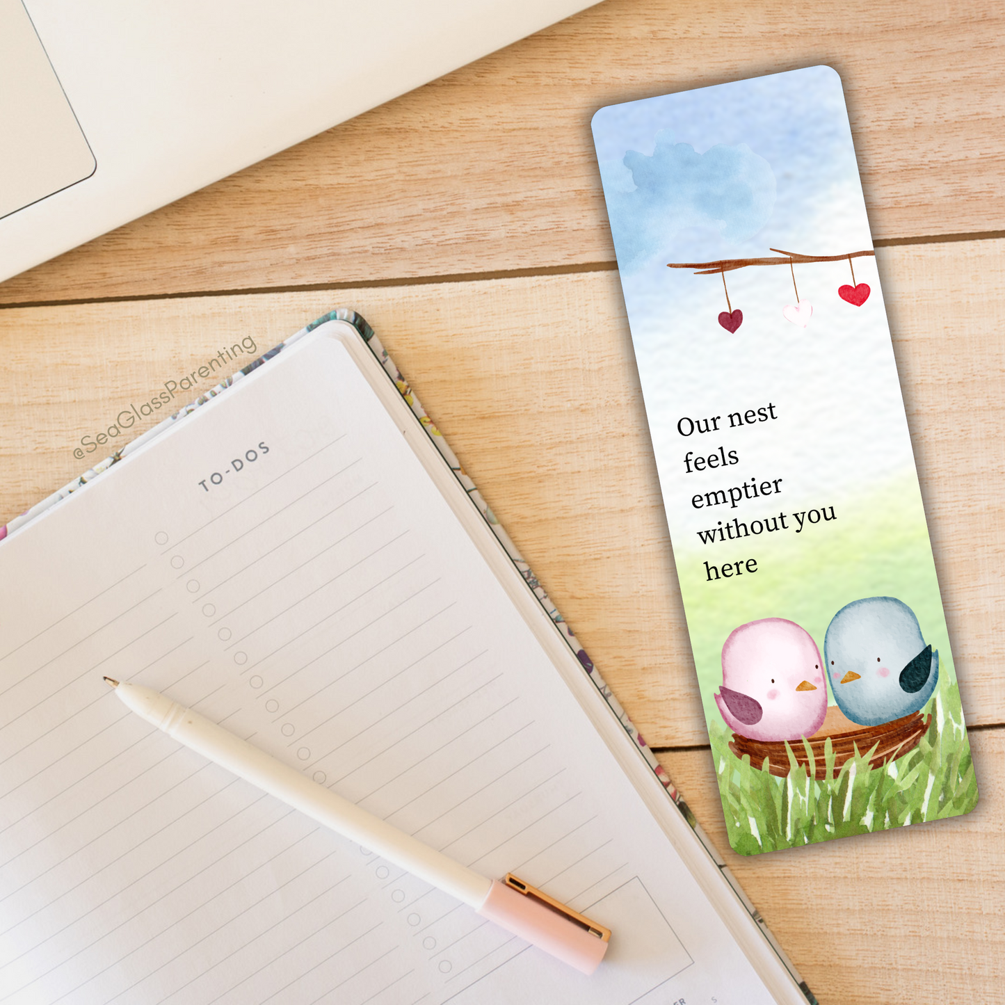 Our nest feels emptier without you here—Baby Loss Remembrance (laminated bookmark)