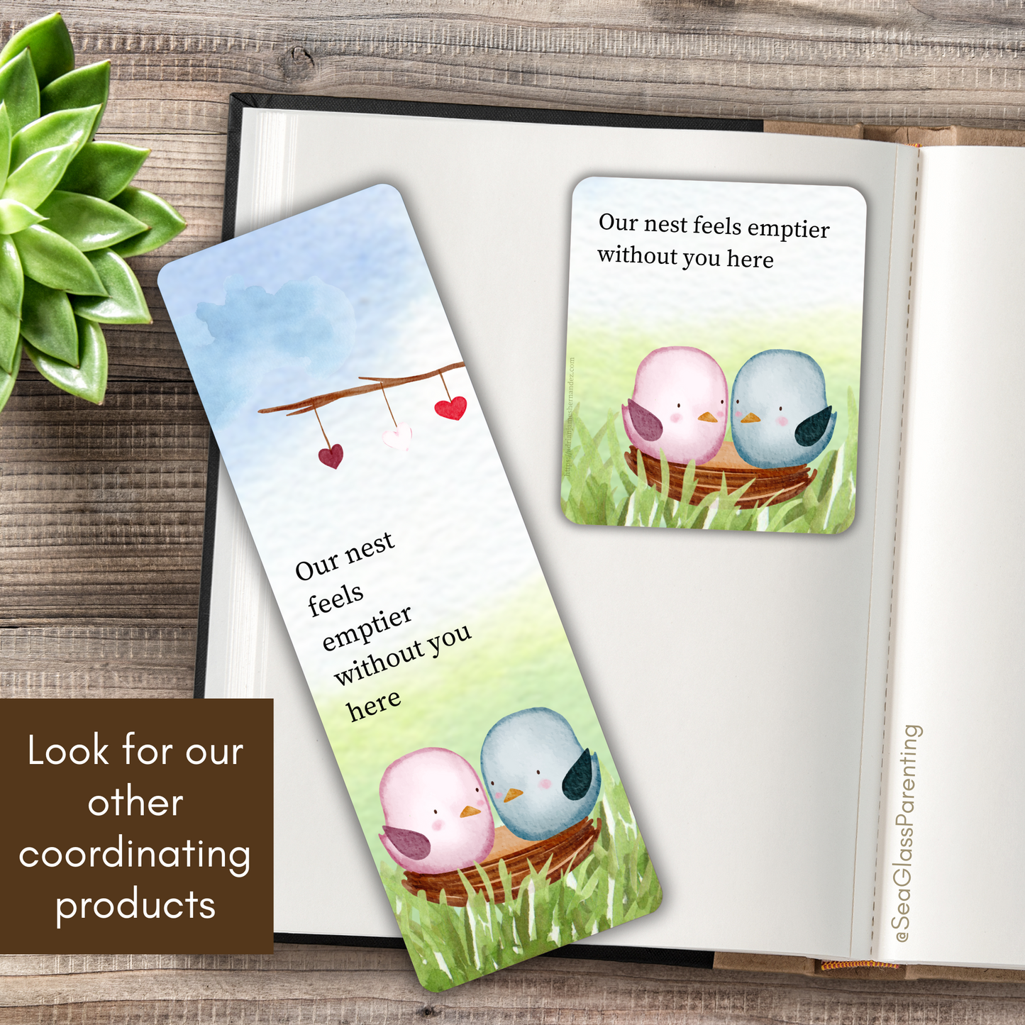 Our nest feels emptier without you here—Baby Loss Remembrance (laminated bookmark)