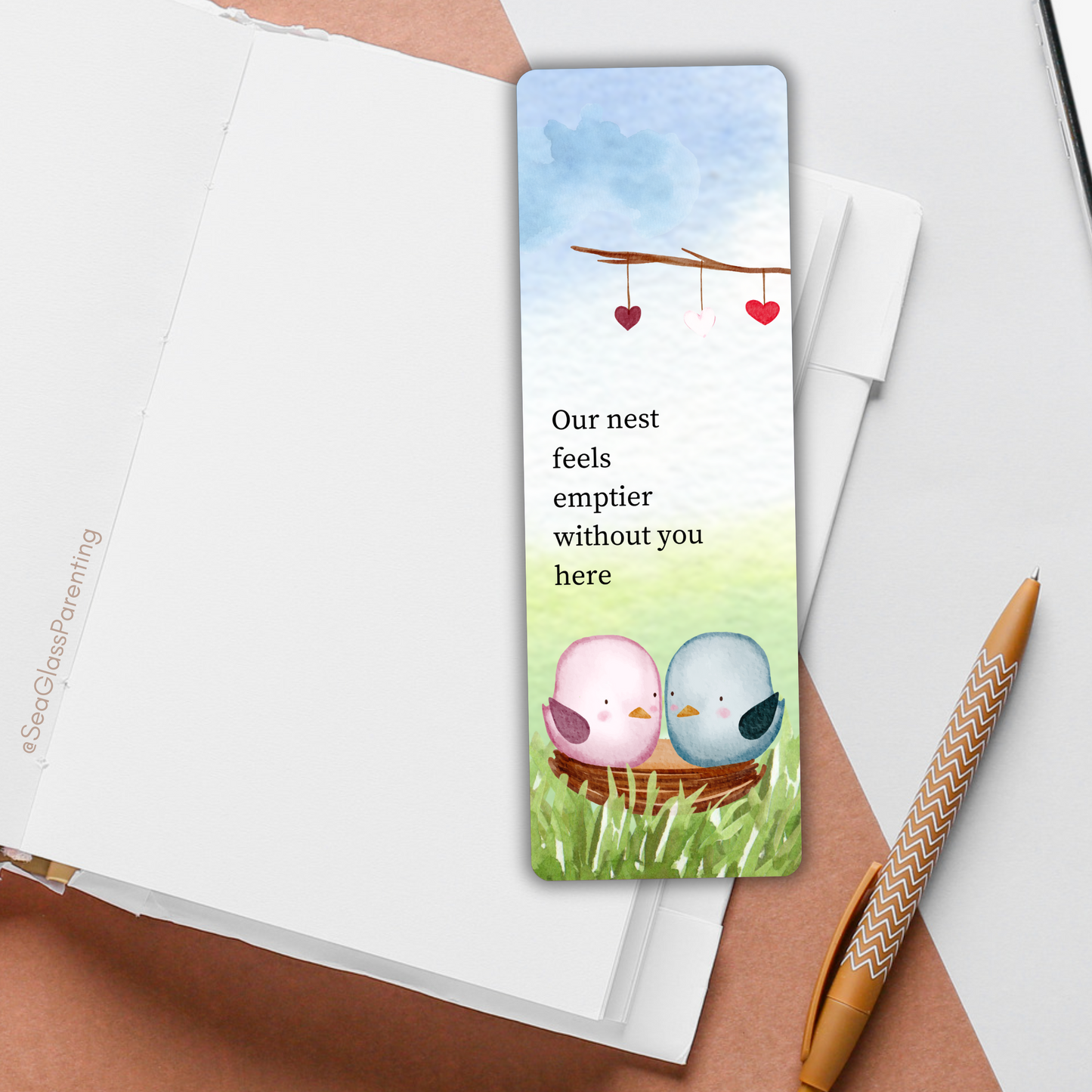 Our nest feels emptier without you here—Baby Loss Remembrance (laminated bookmark)