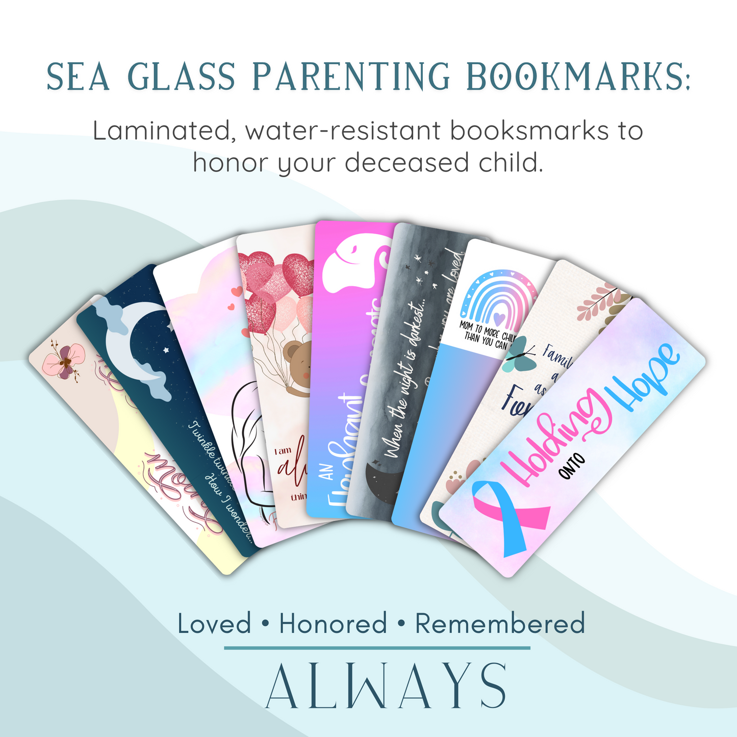 Stillborn; Forever Loved Word Art w/Mama's Pregnant Belly—Baby Loss Remembrance pink blue (laminated bookmark)