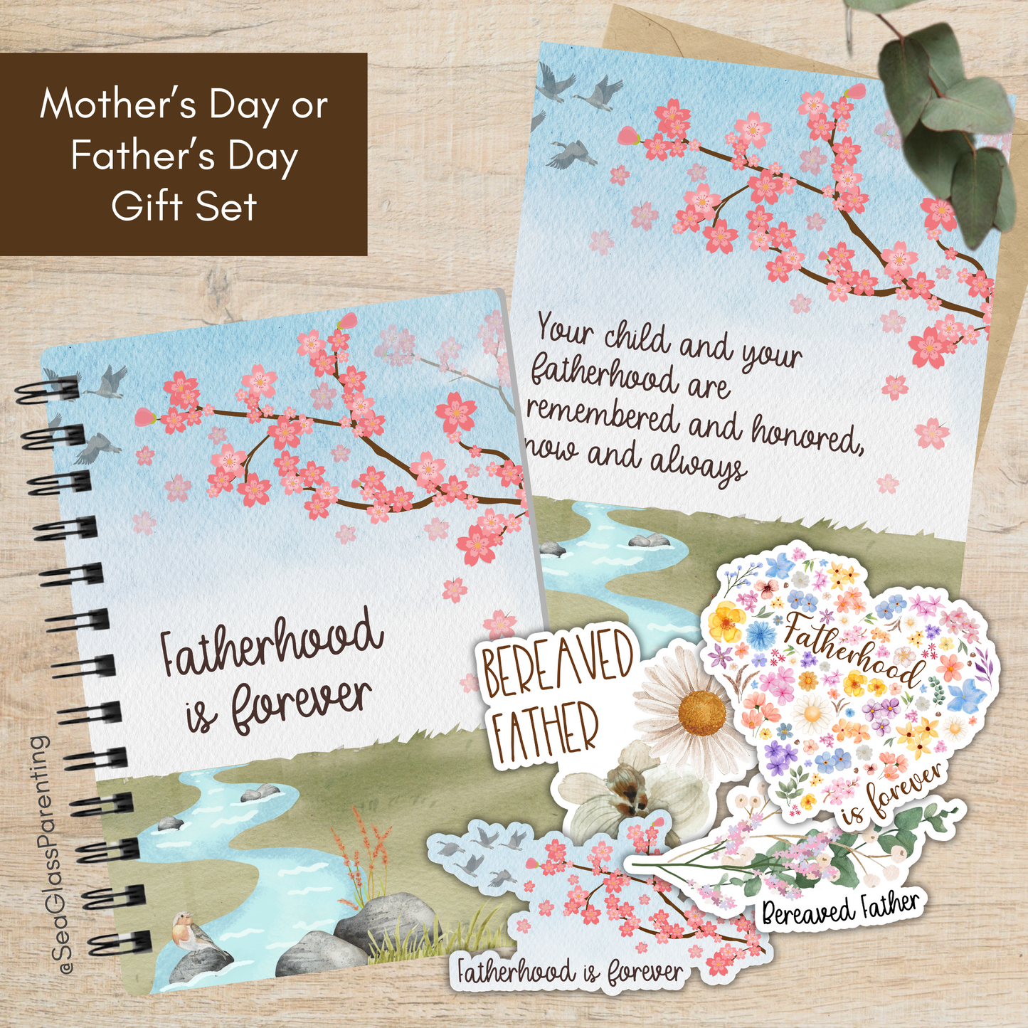 Cherry Blossoms Motherhood/Fatherhood is Forever—I'm a Bereaved Parent (gift set)