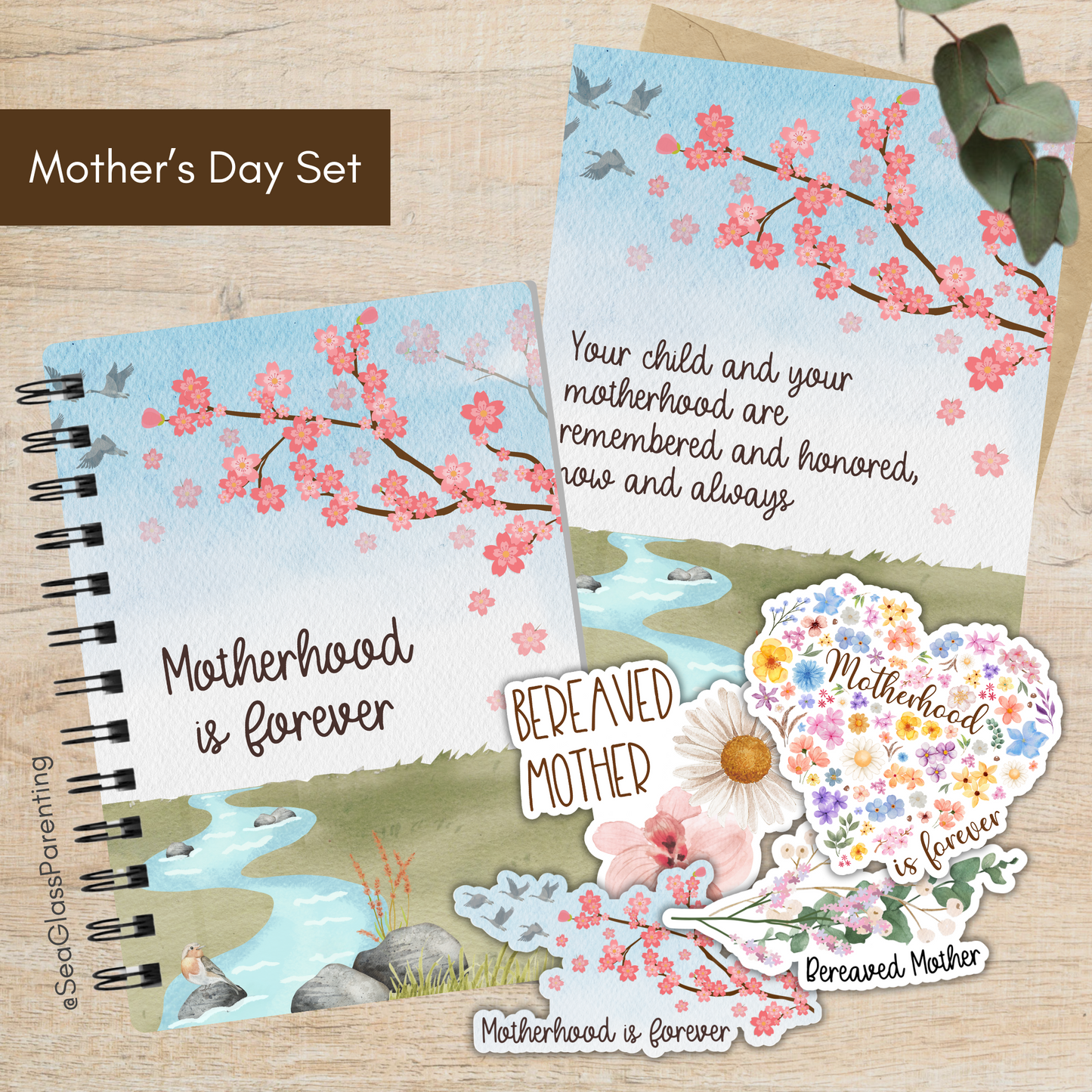 Cherry Blossoms Motherhood/Fatherhood is Forever—I'm a Bereaved Parent (gift set)