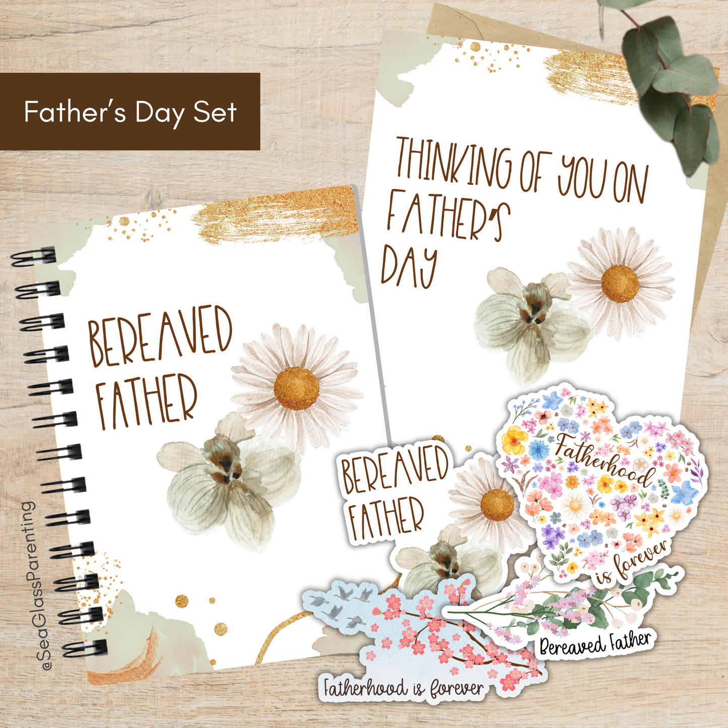 Gold Florals Motherhood/Fatherhood is Forever—Mother's Day/Father's Day (gift set)