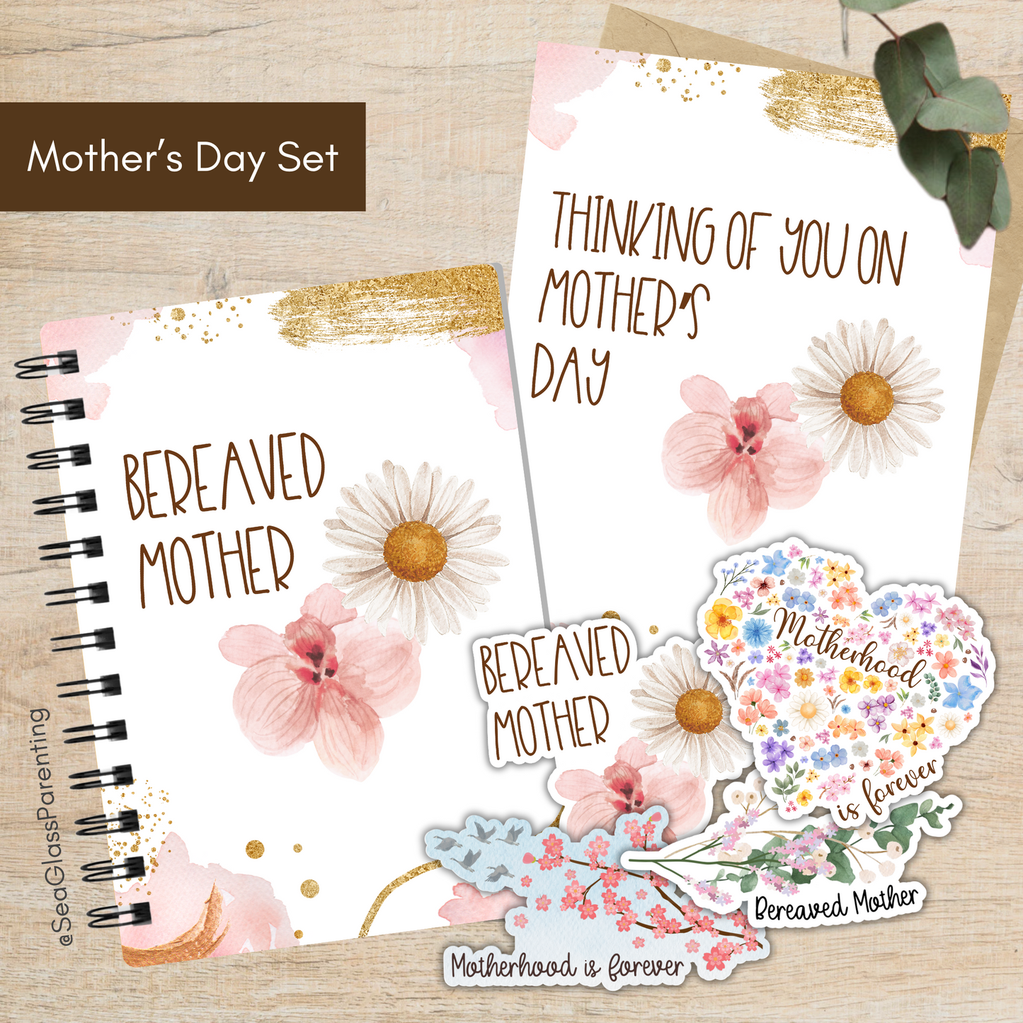 Gold Florals Motherhood/Fatherhood is Forever—Mother's Day/Father's Day (gift set)