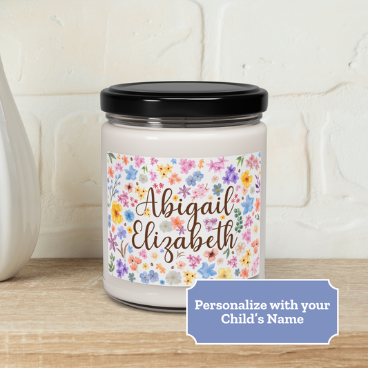 Floral Personalizable w/Child's Name—Baby Loss Remembrance (9 oz soy candle)