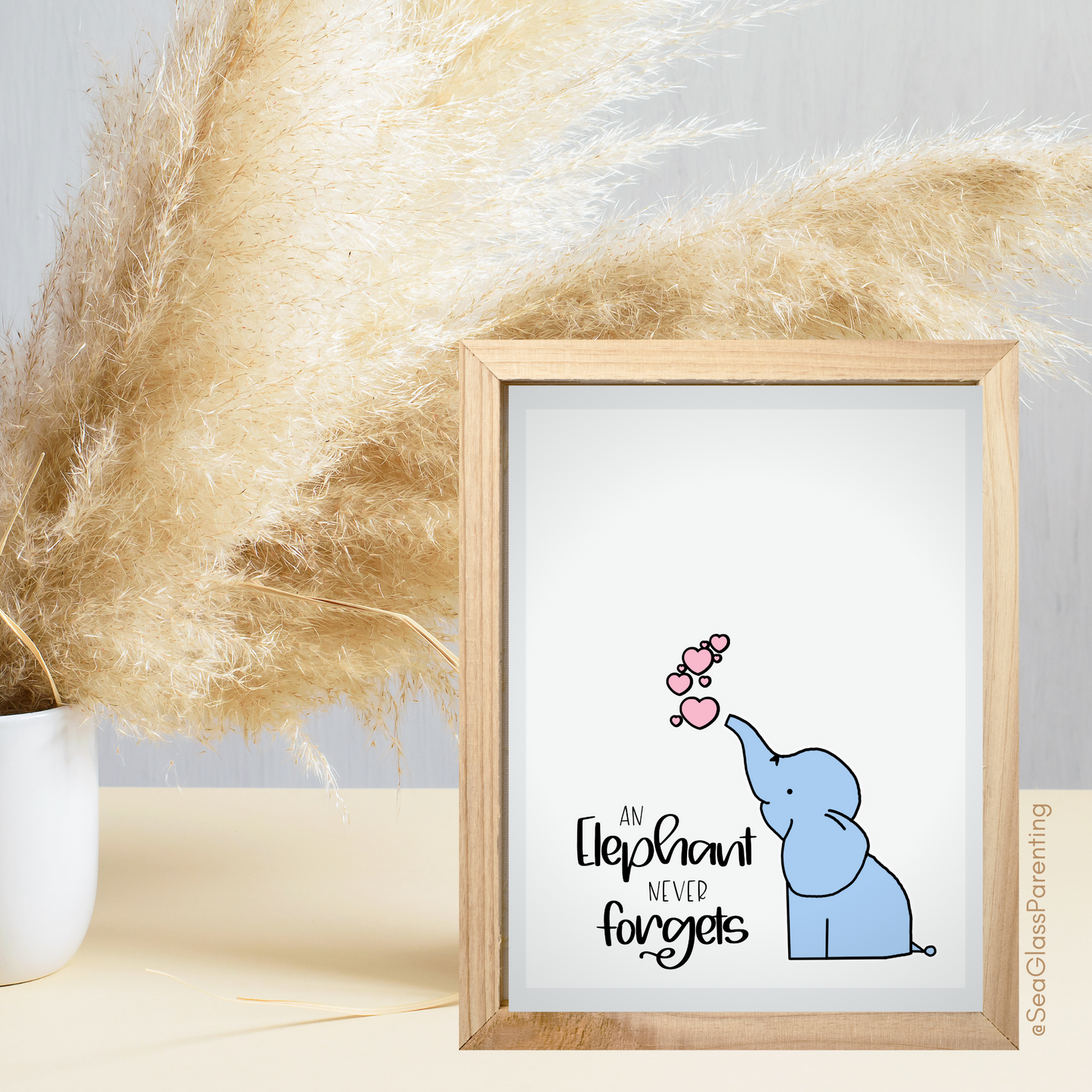 An Elephant Never Forgets with cartoon elephant—Baby loss sympathy & remembrance (greeting card)