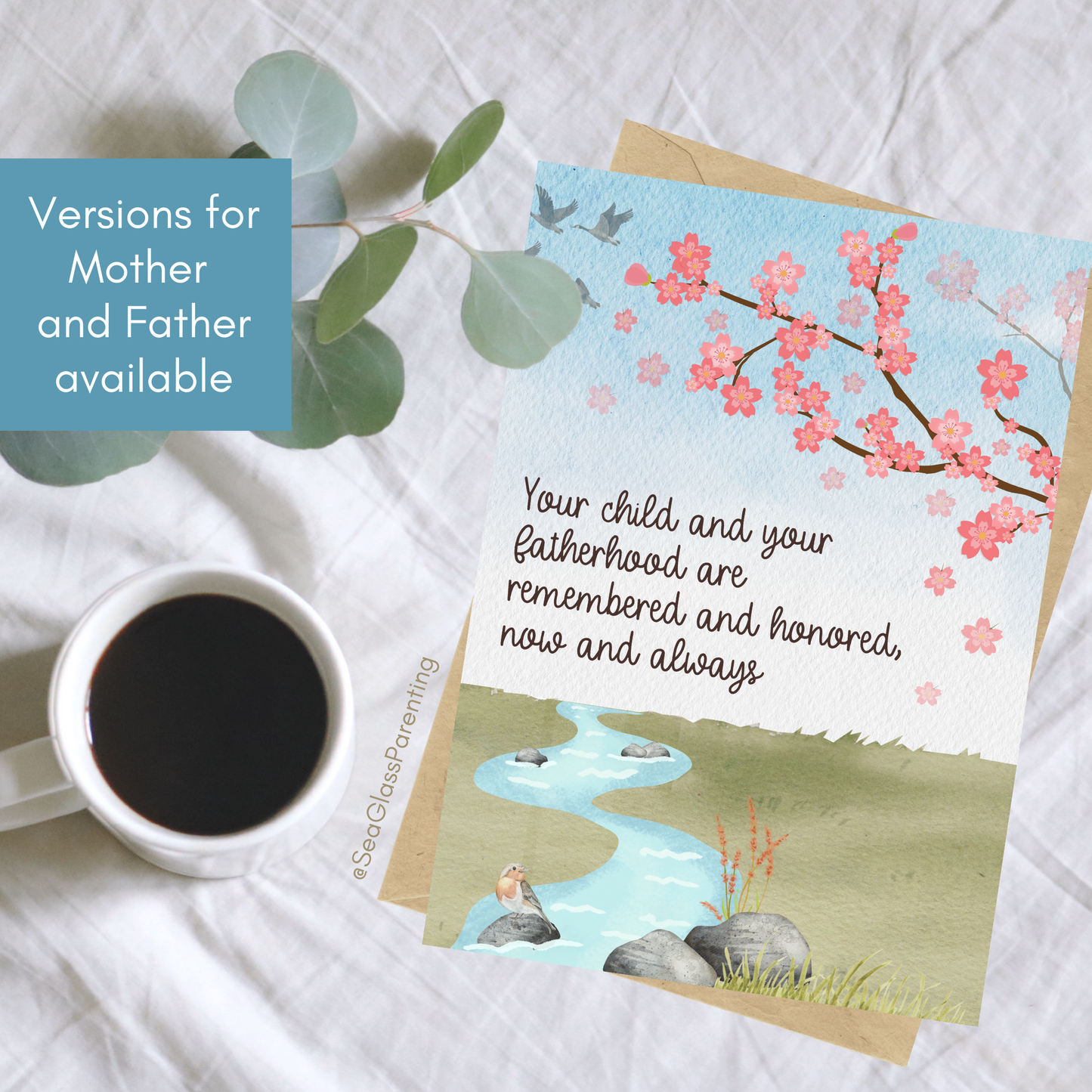 Cherry Blossoms Your child and your motherhood/fatherhood are remembered—Mother's Day, Father's Day (greeting card)