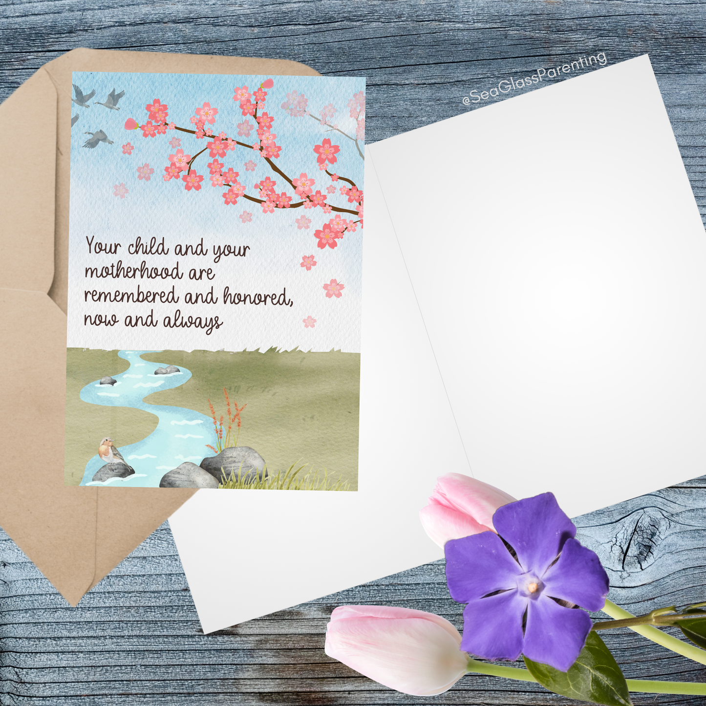 Cherry Blossoms Your child and your motherhood/fatherhood are remembered—Mother's Day, Father's Day (greeting card)