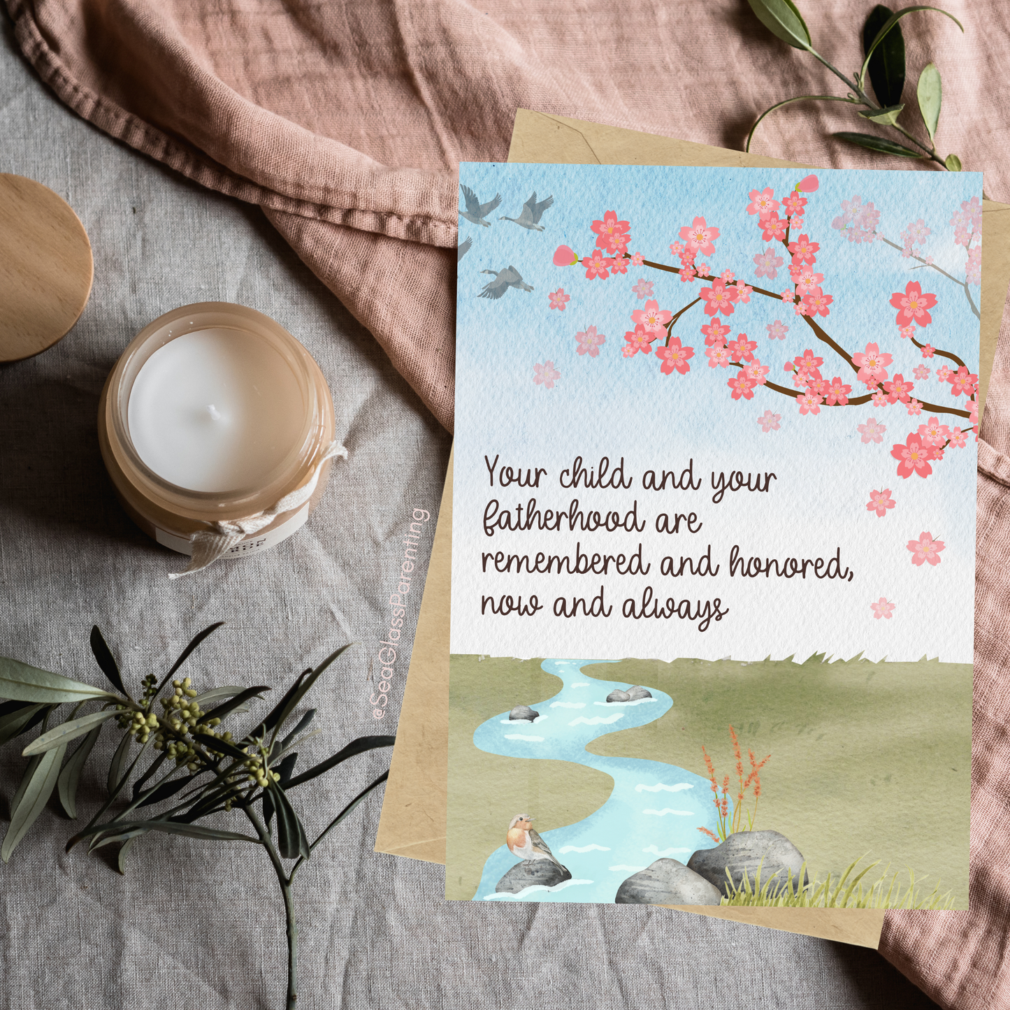 Cherry Blossoms Your child and your motherhood/fatherhood are remembered—Mother's Day, Father's Day (greeting card)