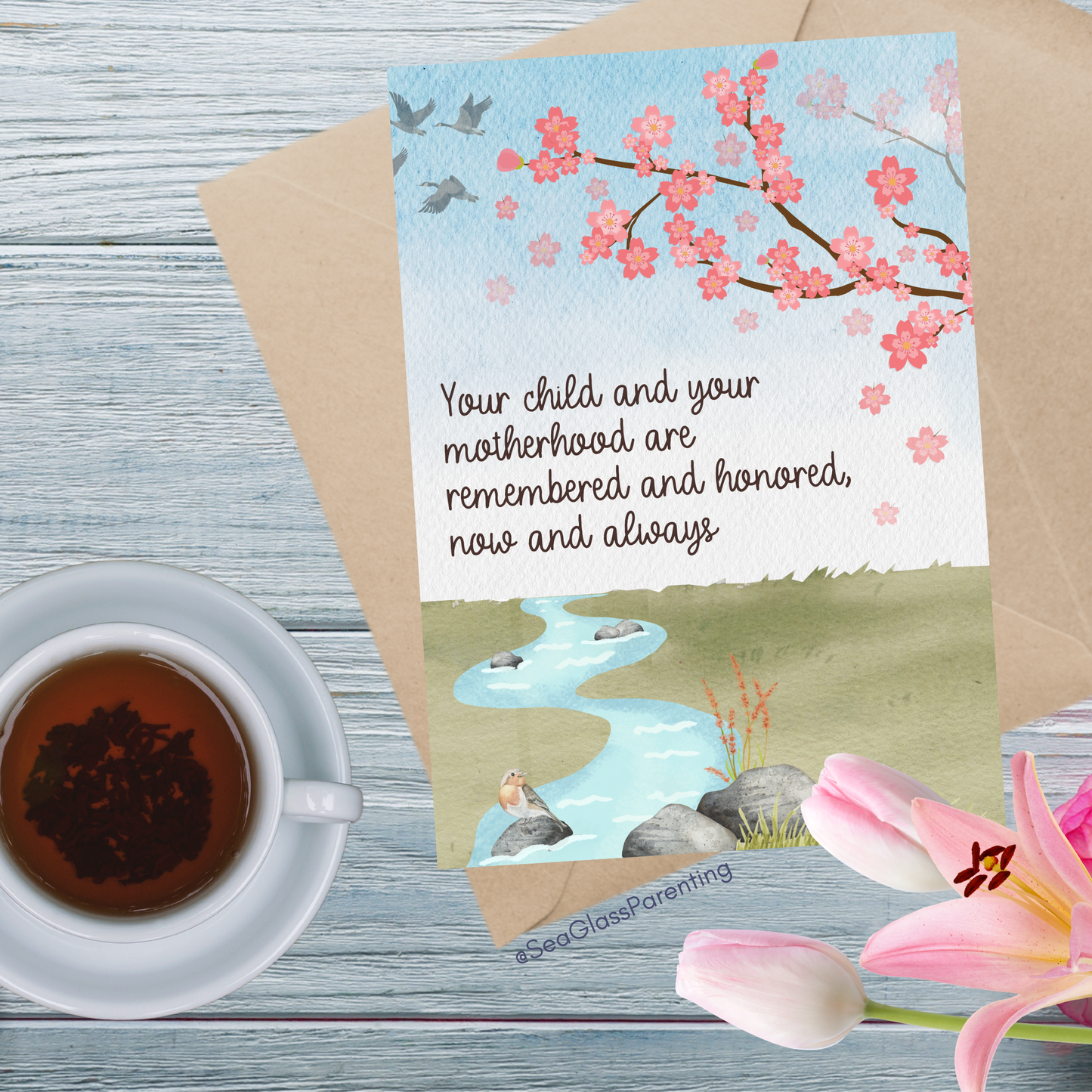 Cherry Blossoms Your child and your motherhood/fatherhood are remembered—Mother's Day, Father's Day (greeting card)