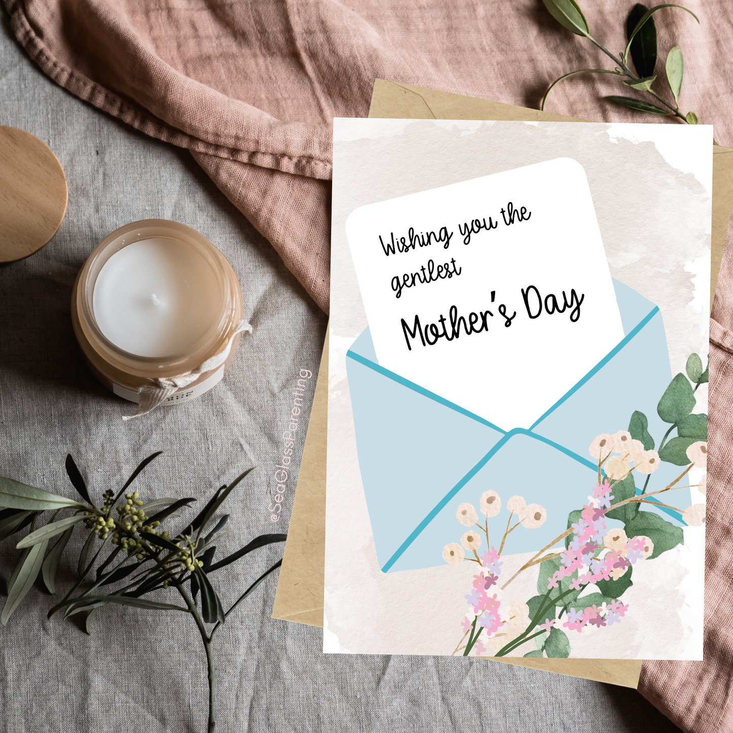 Floral Bouquet Wishing you the Gentlest Mother's Day/Father's Day—Baby Loss Remembrance (greeting card)