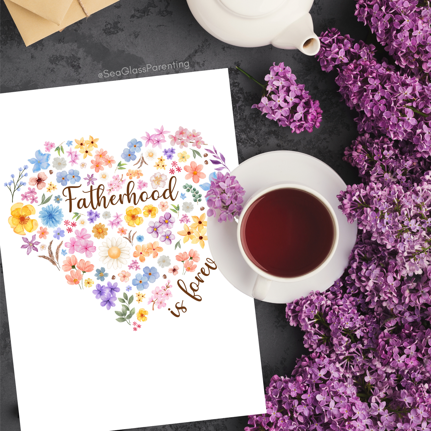 Floral Heart Motherhood/Fatherhood is Forever—Mother's Day, Father's Day (greeting card)