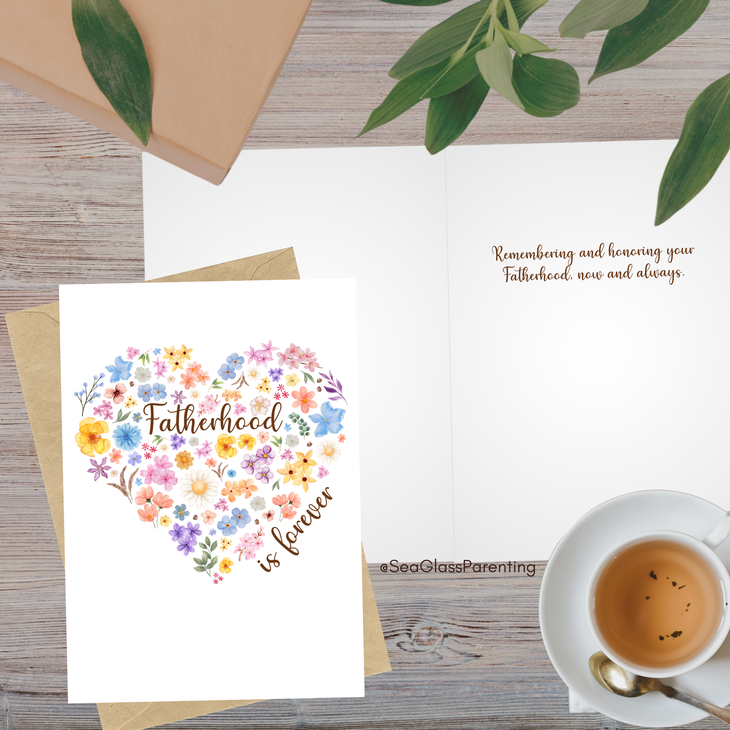 Floral Heart Motherhood/Fatherhood is Forever—Mother's Day, Father's Day (greeting card)