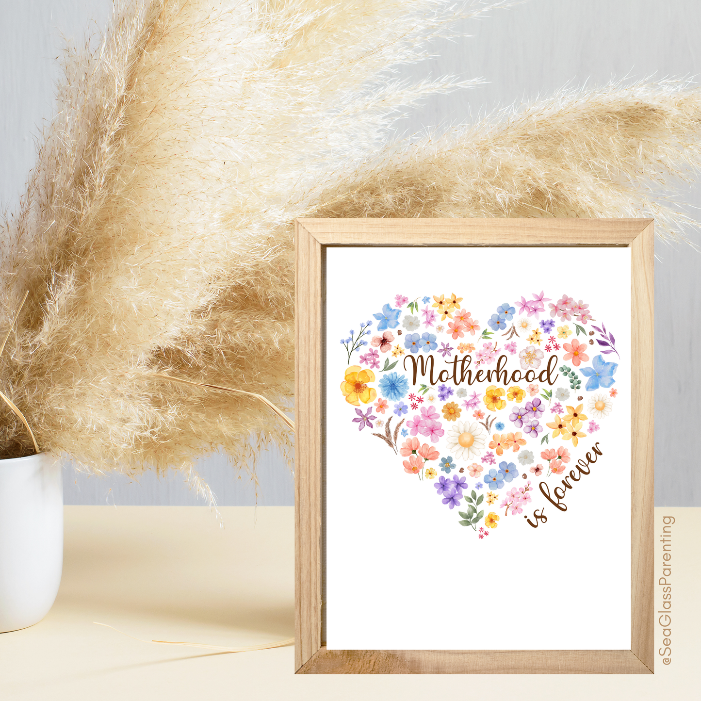 Floral Heart Motherhood/Fatherhood is Forever—Mother's Day, Father's Day (greeting card)