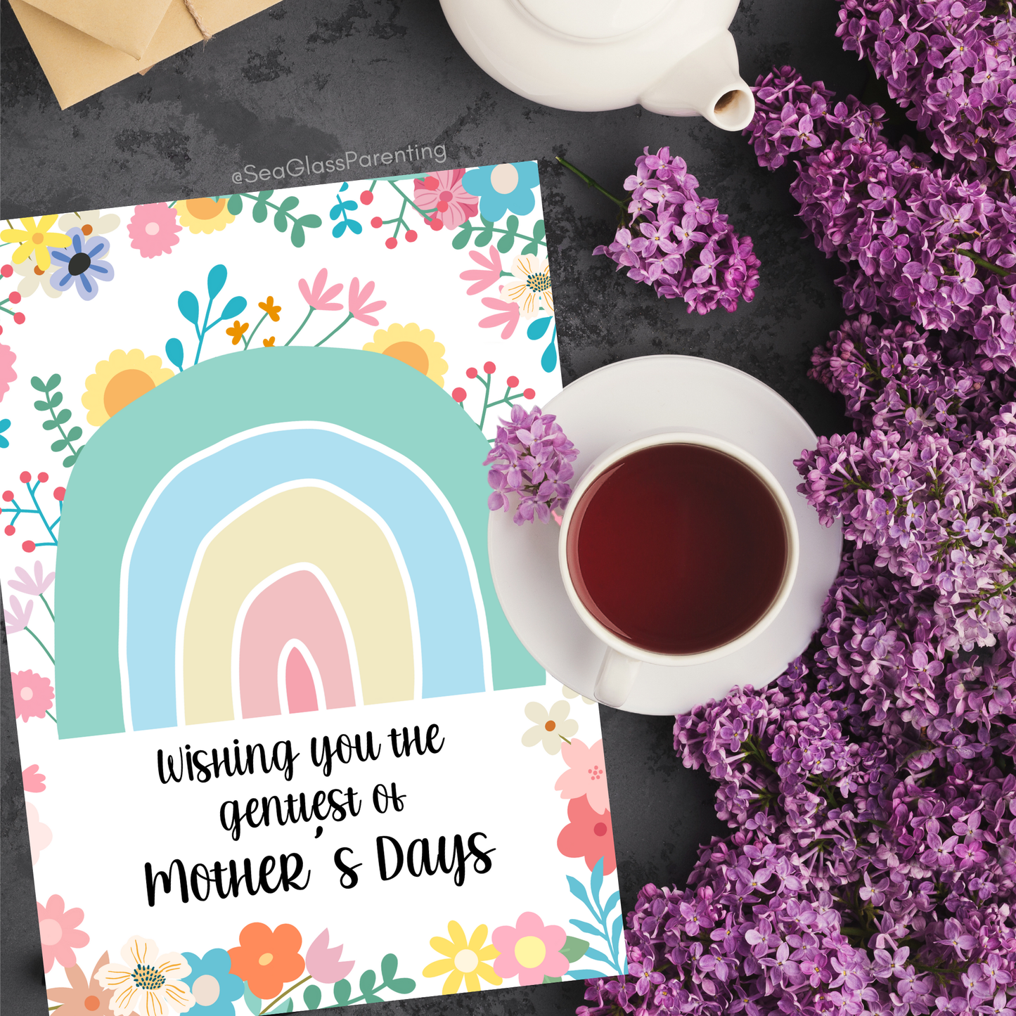 Floral Rainbow Wishing you the gentlest of Mother's Days, Father's Days—Baby Loss Remembrance (greeting card)