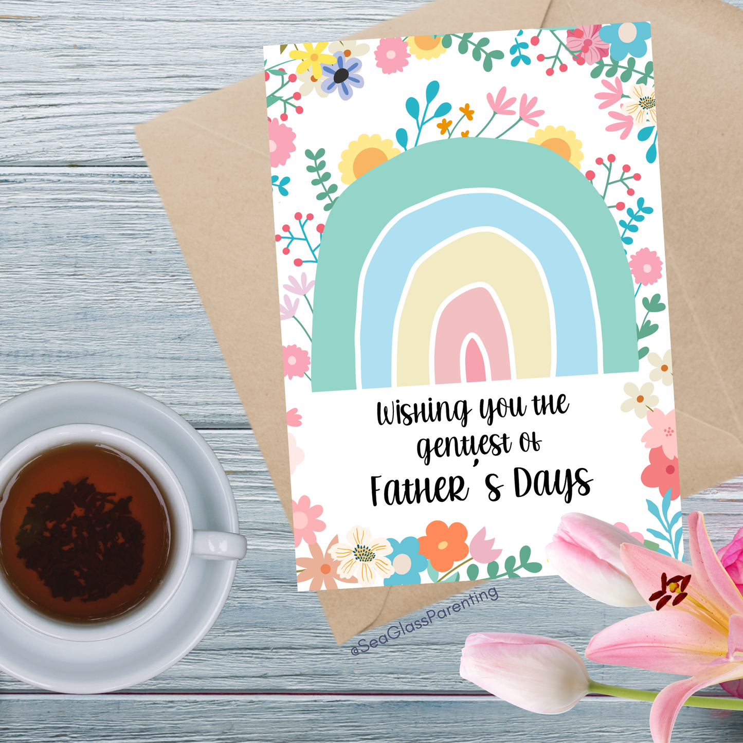 Floral Rainbow Wishing you the gentlest of Mother's Days, Father's Days—Baby Loss Remembrance (greeting card)