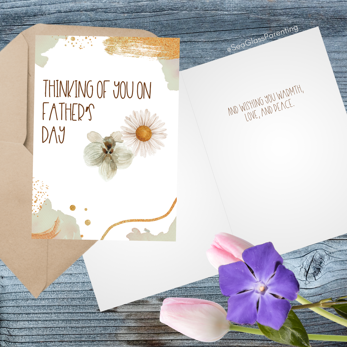 Gold Florals Thinking of you on Mother's Day/Father's Day—Baby Loss Remembrance (greeting card)